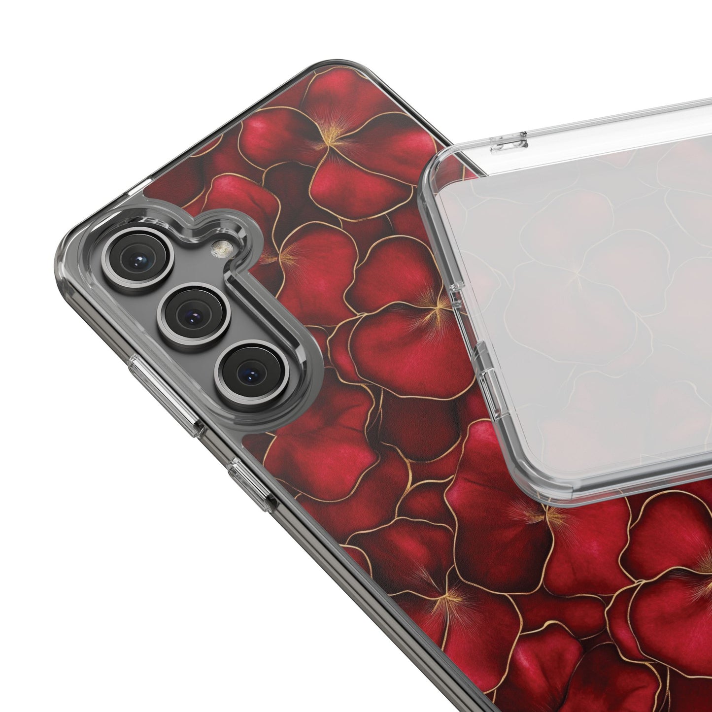 Velvet Petal Noir Floral Petal Clear Impact-Resistant iPhone and Samsung Case.
