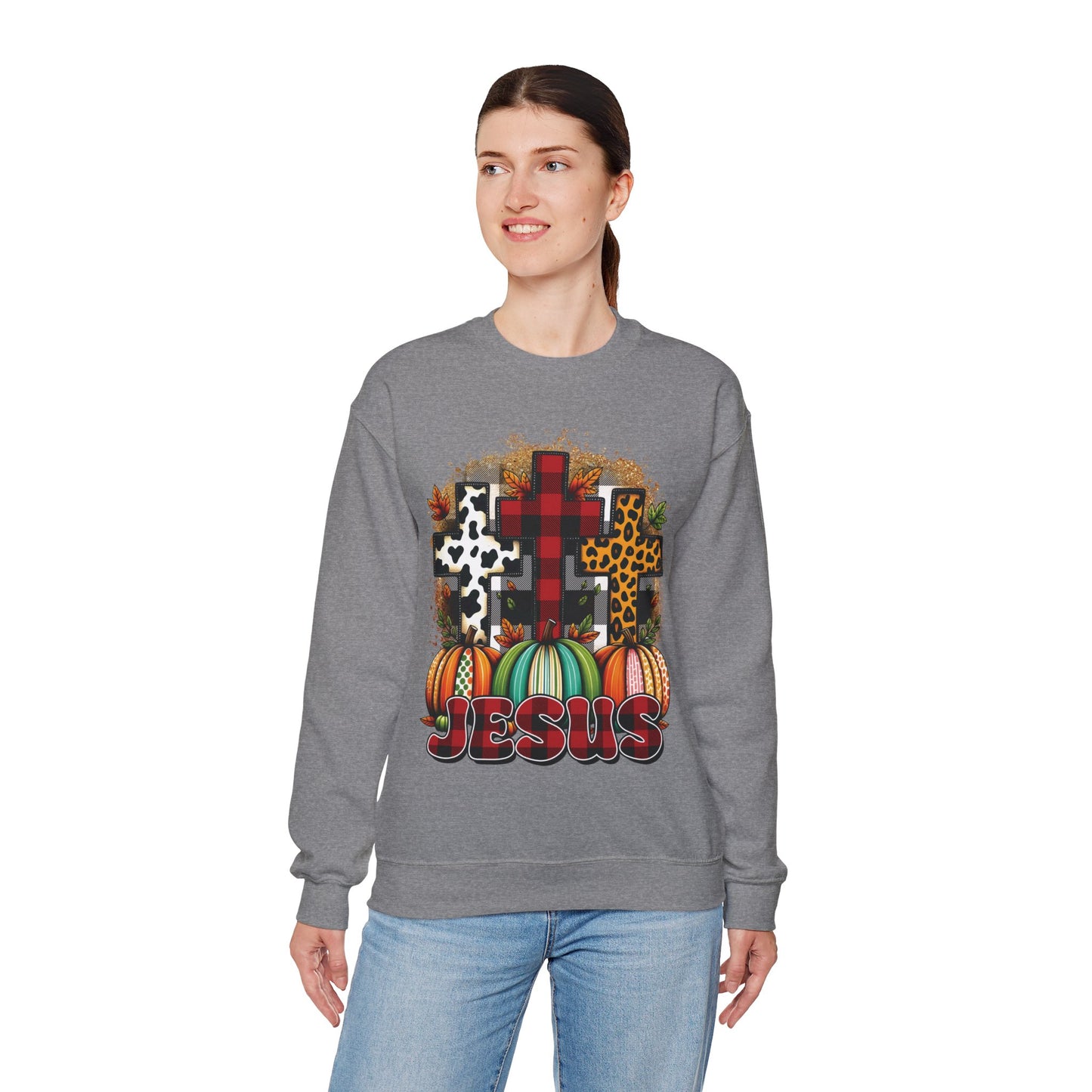 Faithful Harvest Cross Unisex Heavy Blend™ Crewneck Sweatshirt