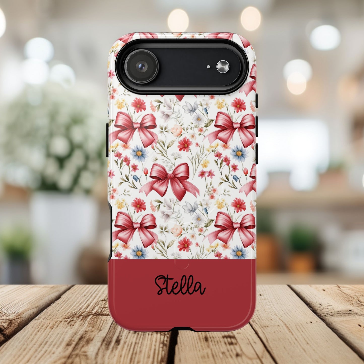 Personalized Rosette Coquette Floral Phone Case - Tough MagSafe® Magnetic Cases, Protective Cover, Stylish Tech Accessory, Gifts for Her