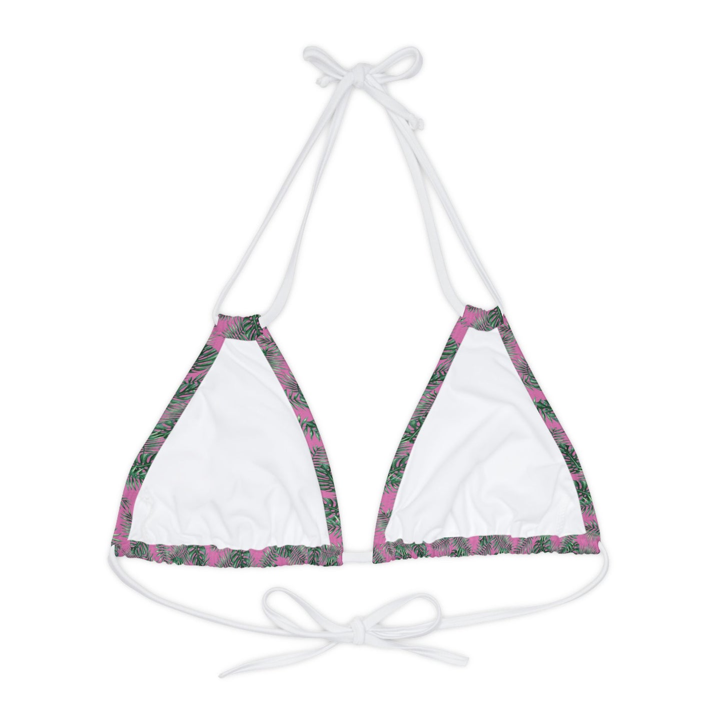 Pink Tropical Bliss Strappy Triangle Bikini Top (AOP)- (PY)