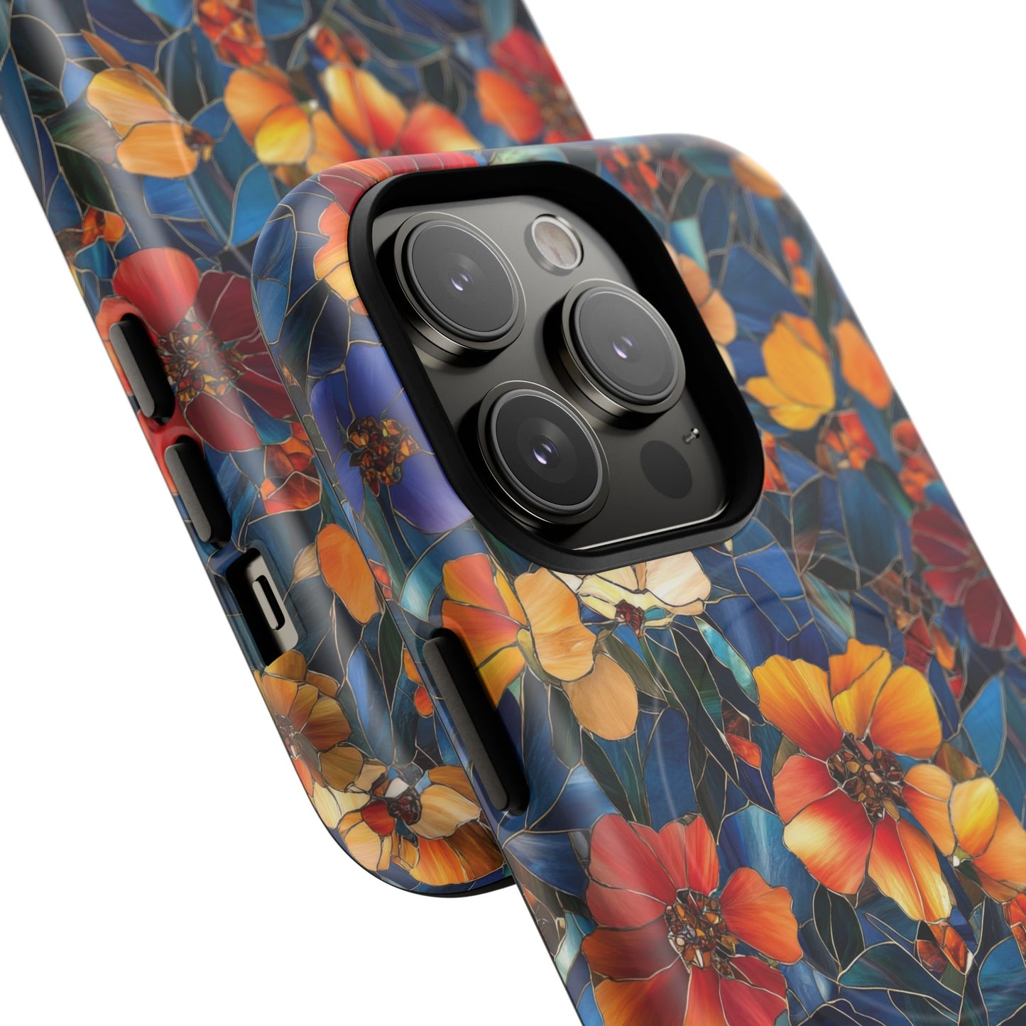 Cathedral Petals Tough Magnetic iPhone Case, Durable, Stylish, Unique Floral Design, Gifts for Her, Birthday, Everyday Use, Stained Glass iPhone Case.