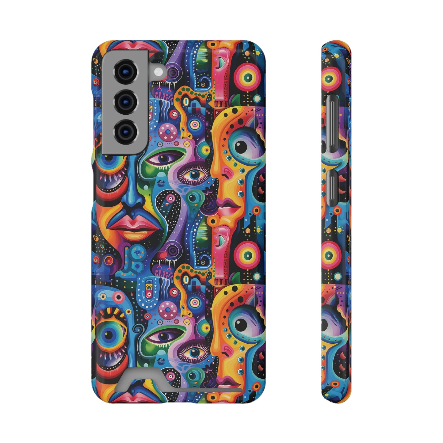 Psychedelic Visions Phone Case with Card Holder - Colorful and Stylish Design for Creatives