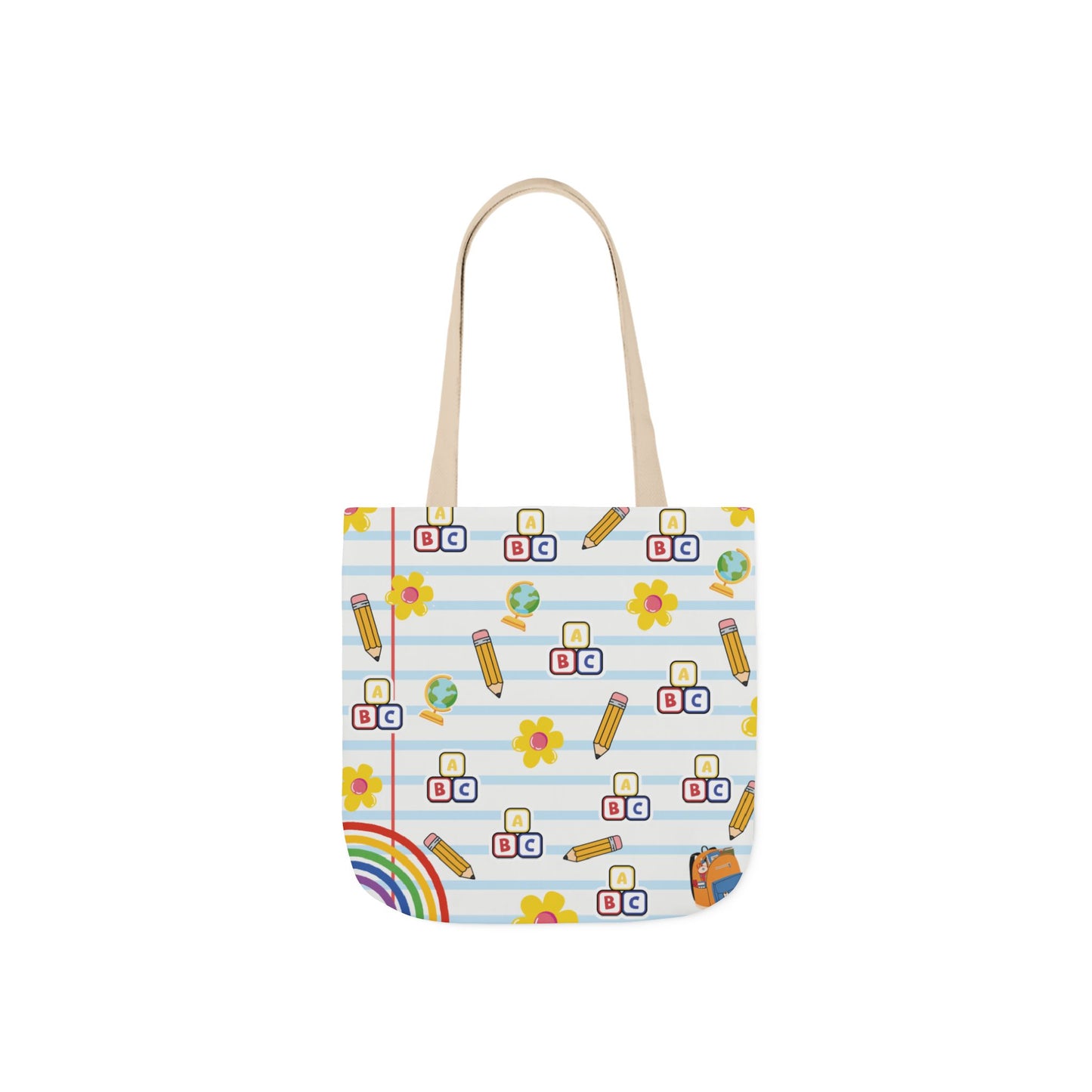 Personalized White Schoolyard Chic Composition Book Inspired Canvas Tote Bag with Colorful Straps, Cute School Bag, Eco-Friendly Tote, Back to School Shopping Bag, Teacher Gift Idea