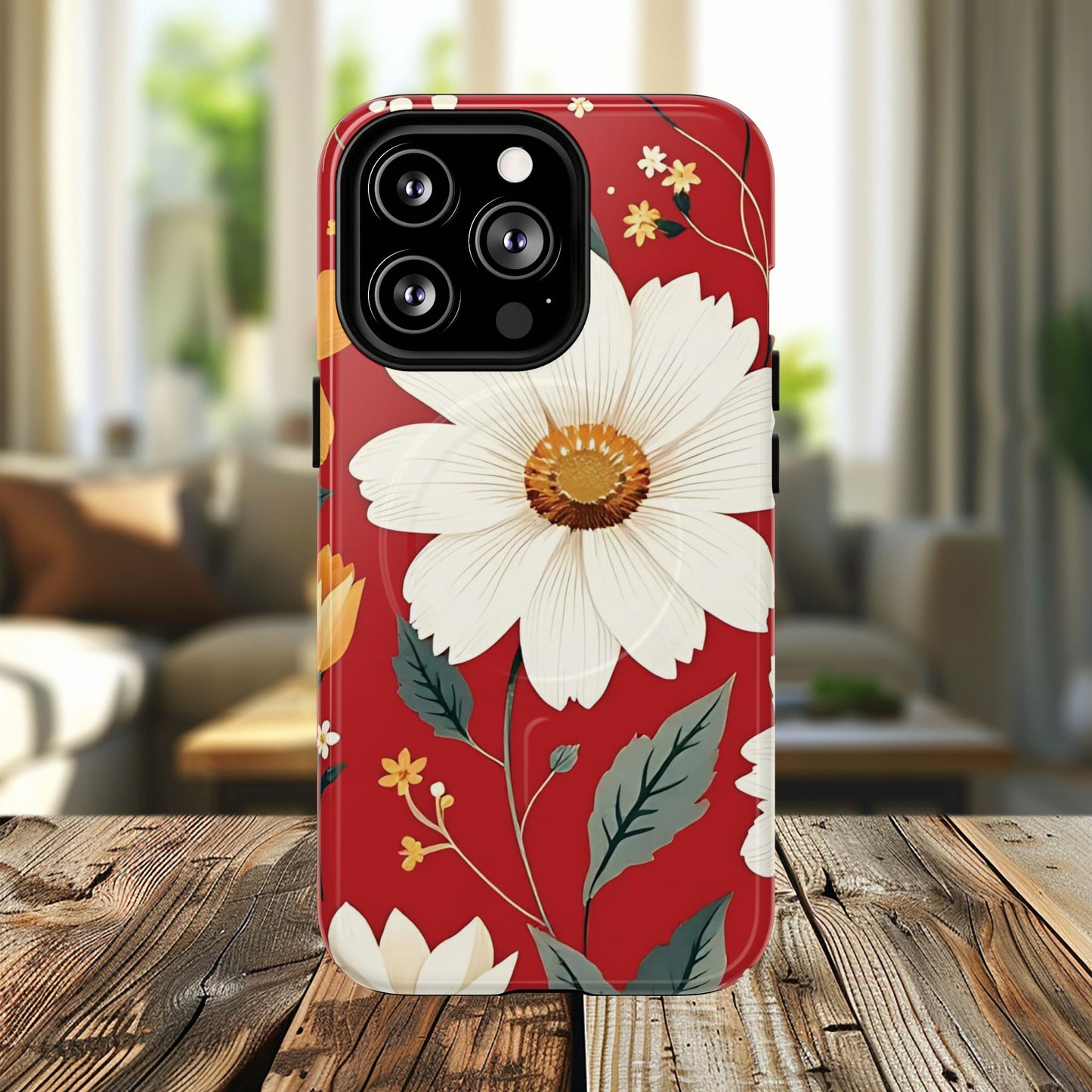 Floral Fusion Tough Magnetic Phone Case | Flower Design, Durable Protective Cover, Gift for Her, Spring Style, Unique Phone Accessory.