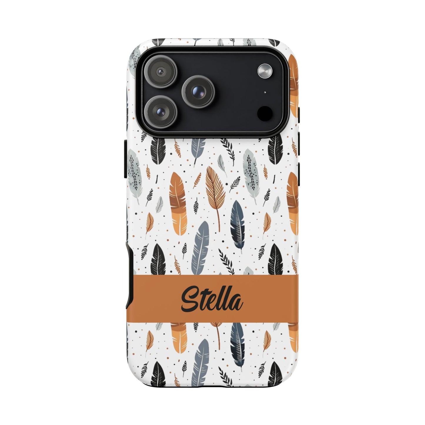Personalized Whispering Feathers Samsung, Google Pixel and iPhone Case, Custom Name Case.