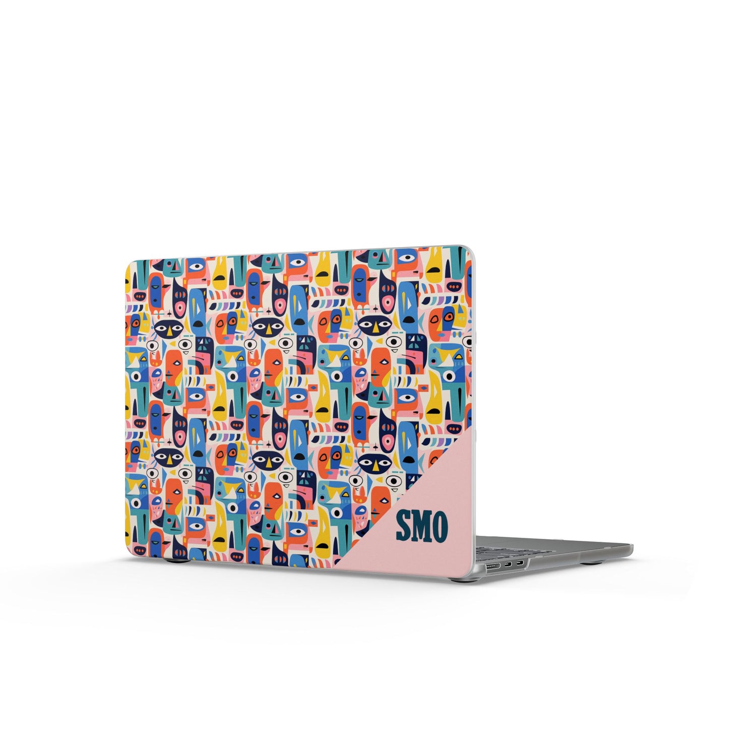 Custom Colorful Abstract Cat Pattern Matte MacBook Case — Personalized Monogram