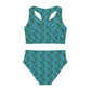 Turquoise Tropical Bliss Girls Two Piece Swimsuit (AOP)-(PY)