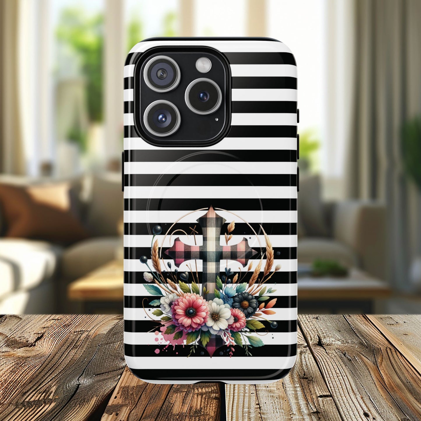 Striped in His Glory iPhone Case, Tough Magnetic Phone Protector, MagSafe iPhone Cover, Durable Case for Everyday Use, Gift for Nature Lovers, Vibrant Design.