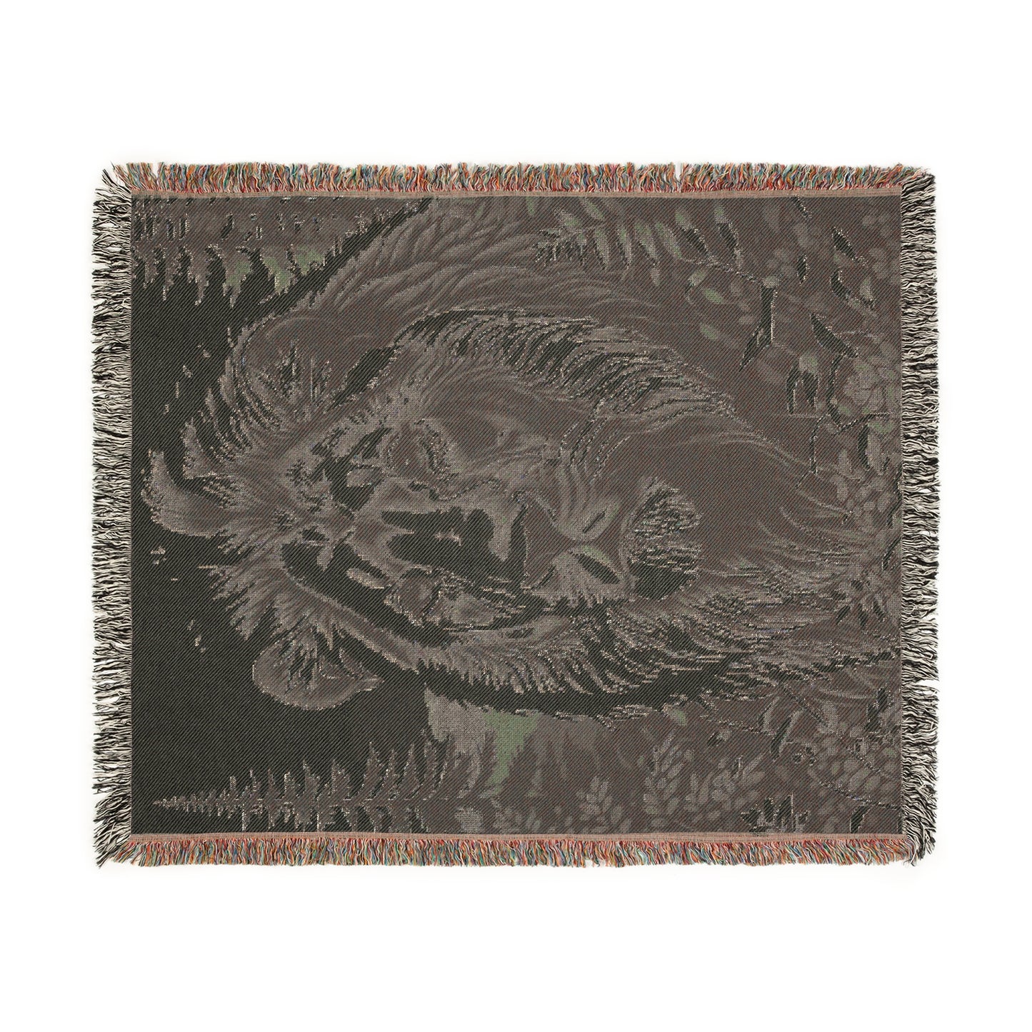 Lion Illustration Tapestry Woven Blanket