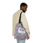 Personalized Purple Doodle Daydream Composition Book Inspired Canvas Tote Bag with Colorful Straps, Cute School Bag, Eco-Friendly Tote, Back to School Shopping Bag, Teacher Gift Idea