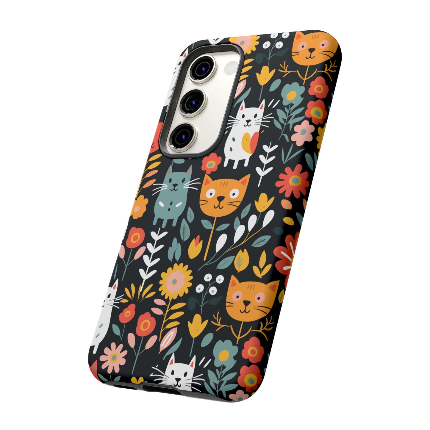 Whimsical Feline Garden iPhone, Samsung or Google Pixel Tough Cases