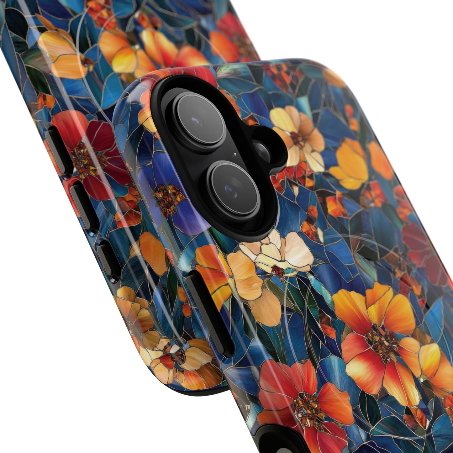 Cathedral Petals Tough Magnetic iPhone Case, Durable, Stylish, Unique Floral Design, Gifts for Her, Birthday, Everyday Use, Stained Glass iPhone Case.