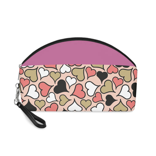 Charming Hearts Makeup Bag - Stylish Cosmetic Pouch for Beauty Lovers