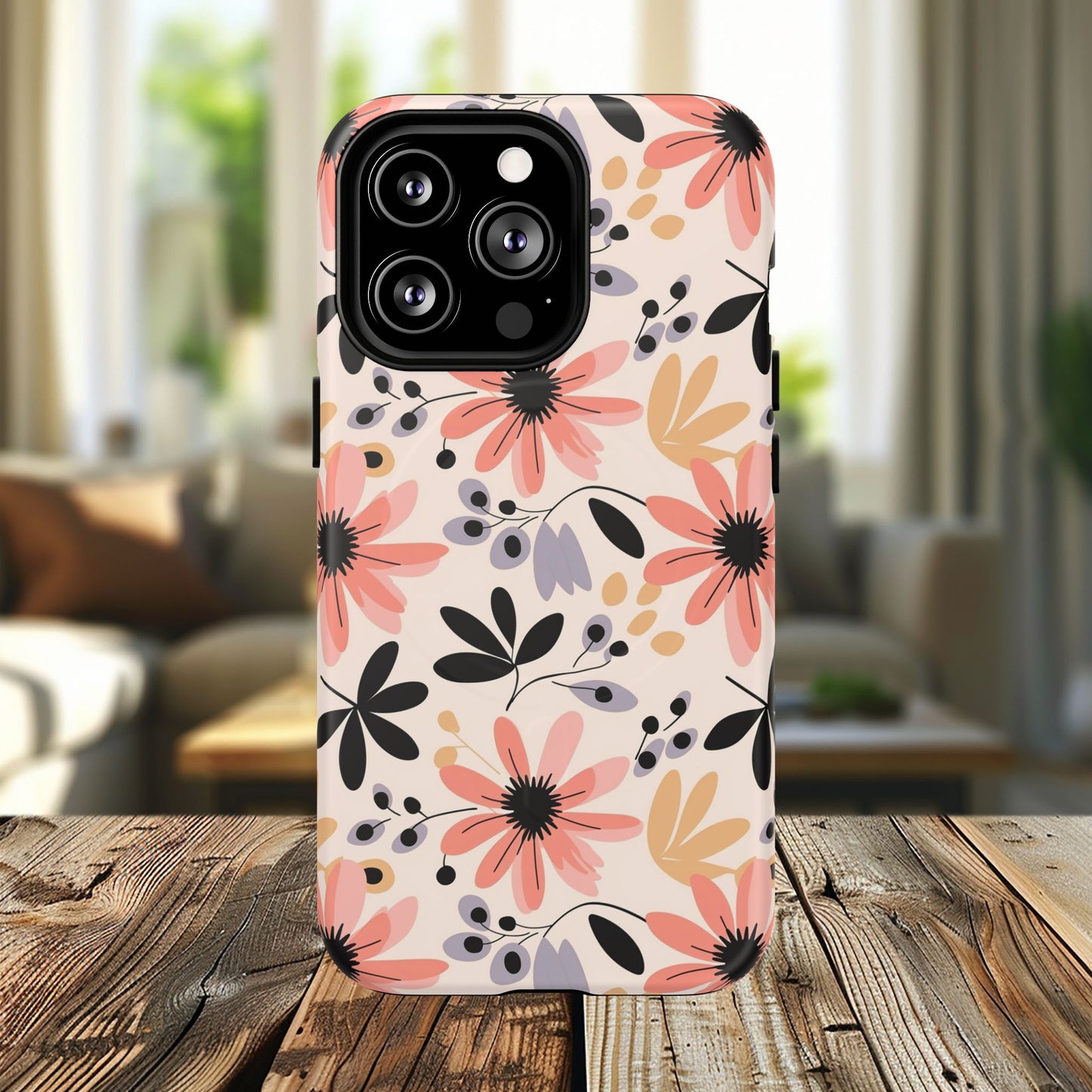Stylish Soft Petal Noir iPhone Case, Floral iPhone Accessory for Her, Tough iPhone Magnetic Cases, Trendy iPhone Cover, Gift for Friends, Summer Vibes