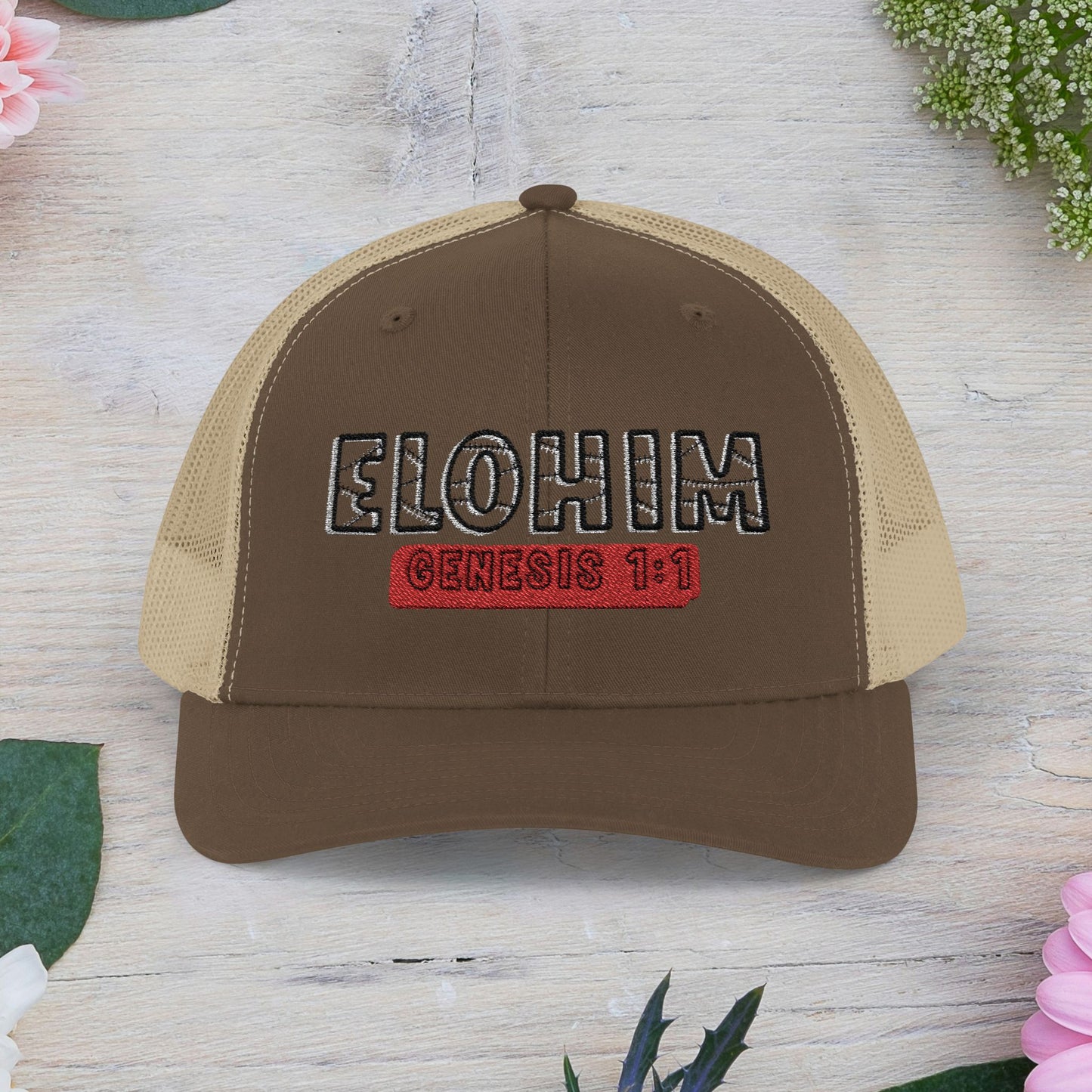 Embroidery Elohim Faith Snapback Trucker Cap - Religious Hat, Stylish Accessory, Gift for Believers, Casual Wear, Outdoor Events, Faith-Based, Name of GOD.