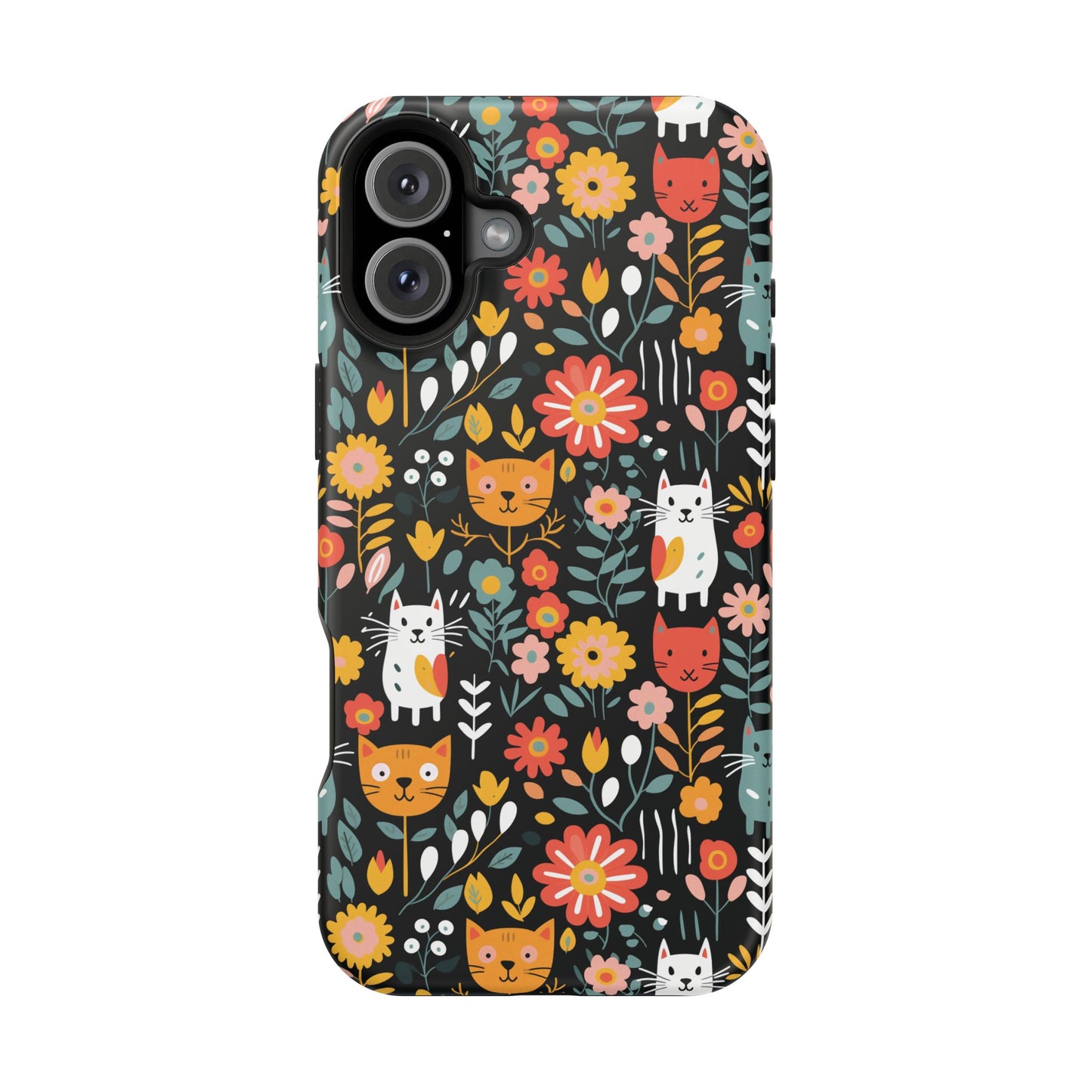 Whimsical Feline Garden Magnetic Tough iPhone Cases