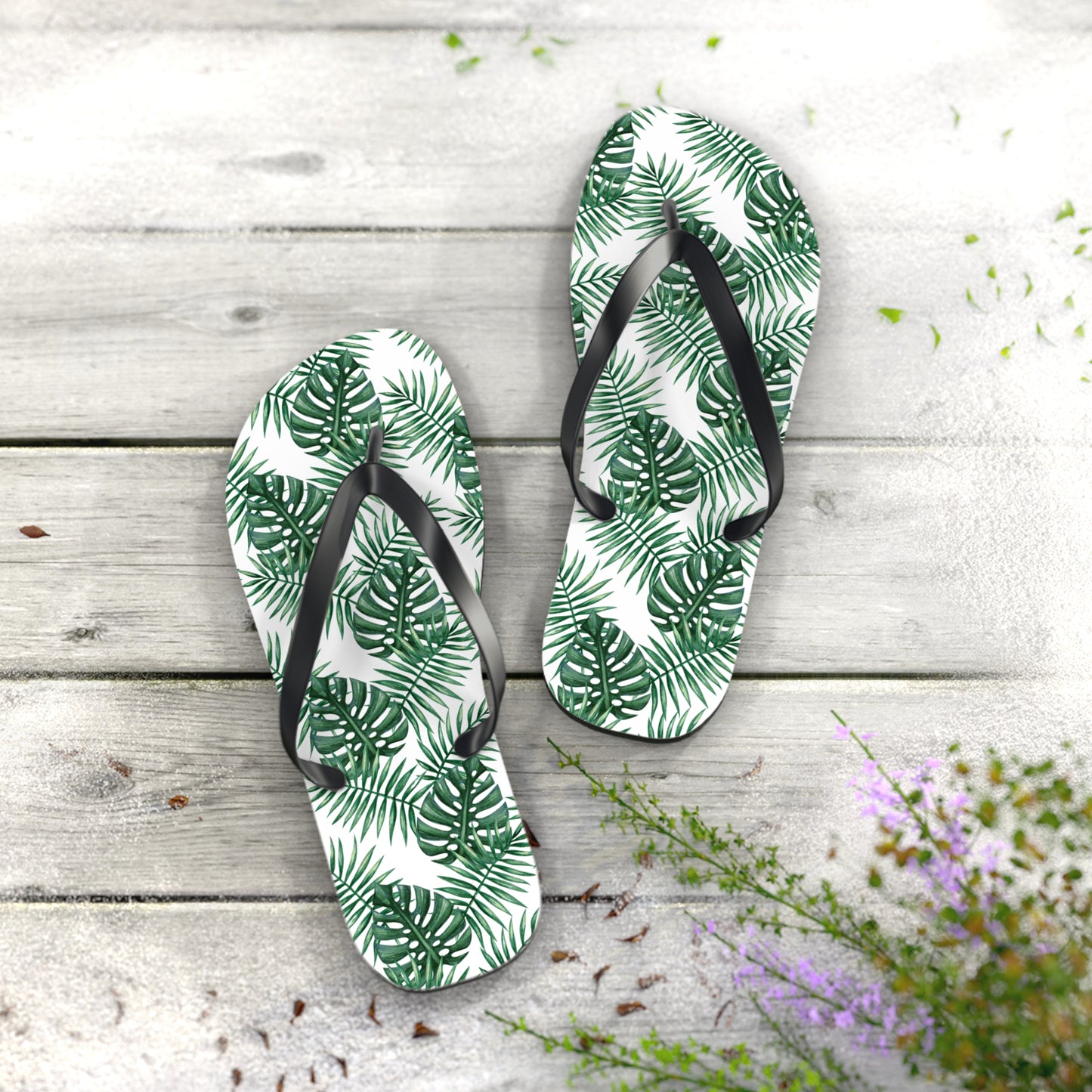 White Tropical Bliss Flip Flops