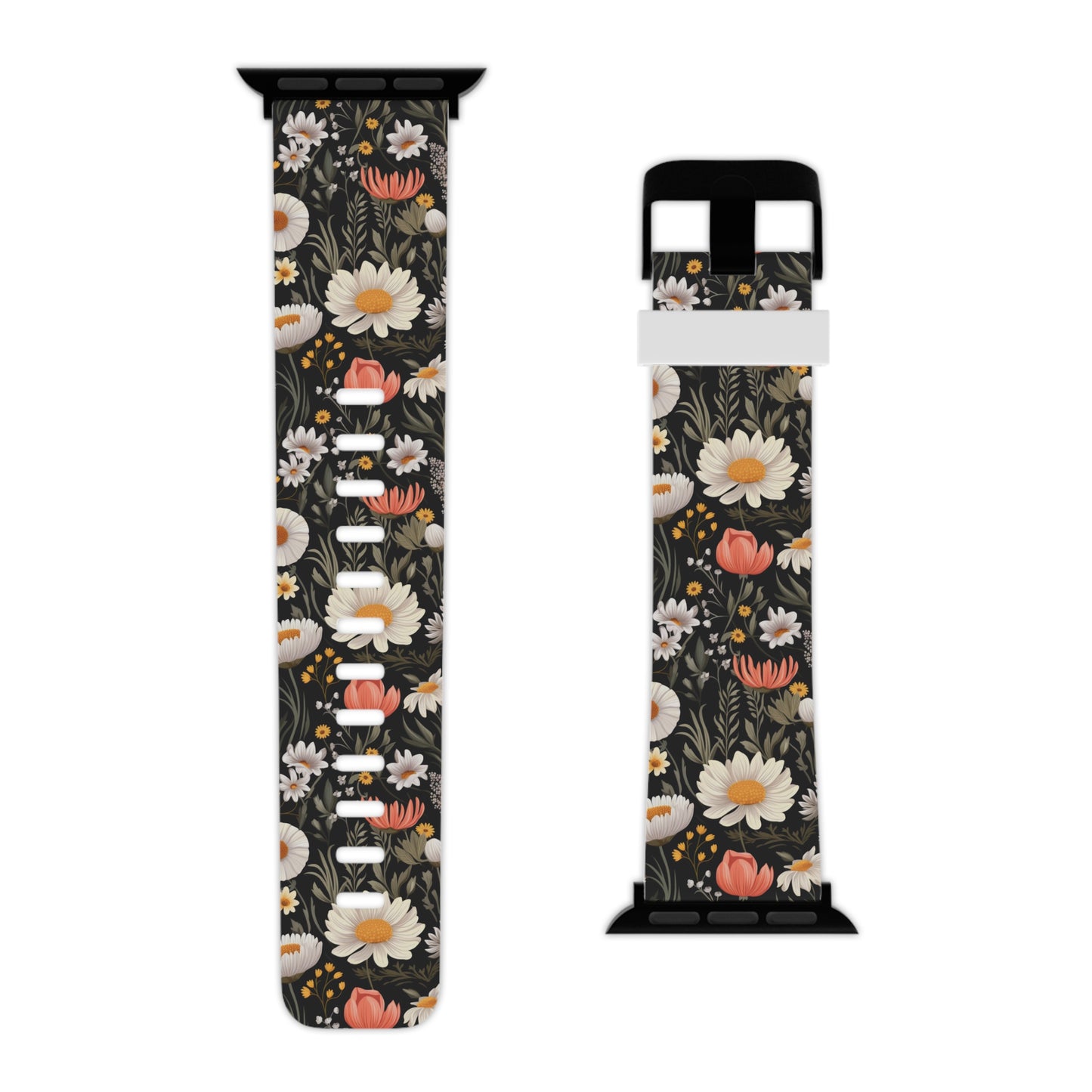 Blossom Elegance: Noir Garden Floral Pattern Apple Watch Band - Stylish & Comfortable