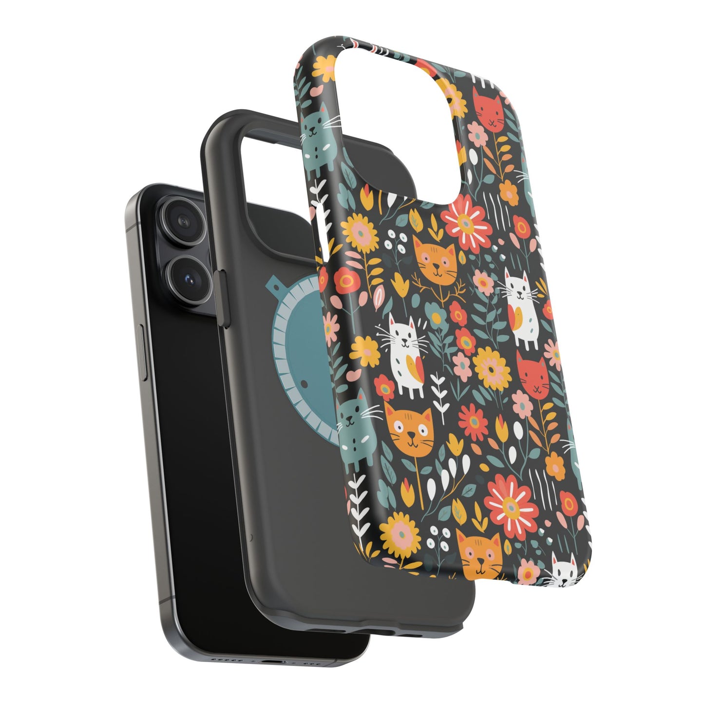 Whimsical Feline Garden Magnetic Tough iPhone Cases