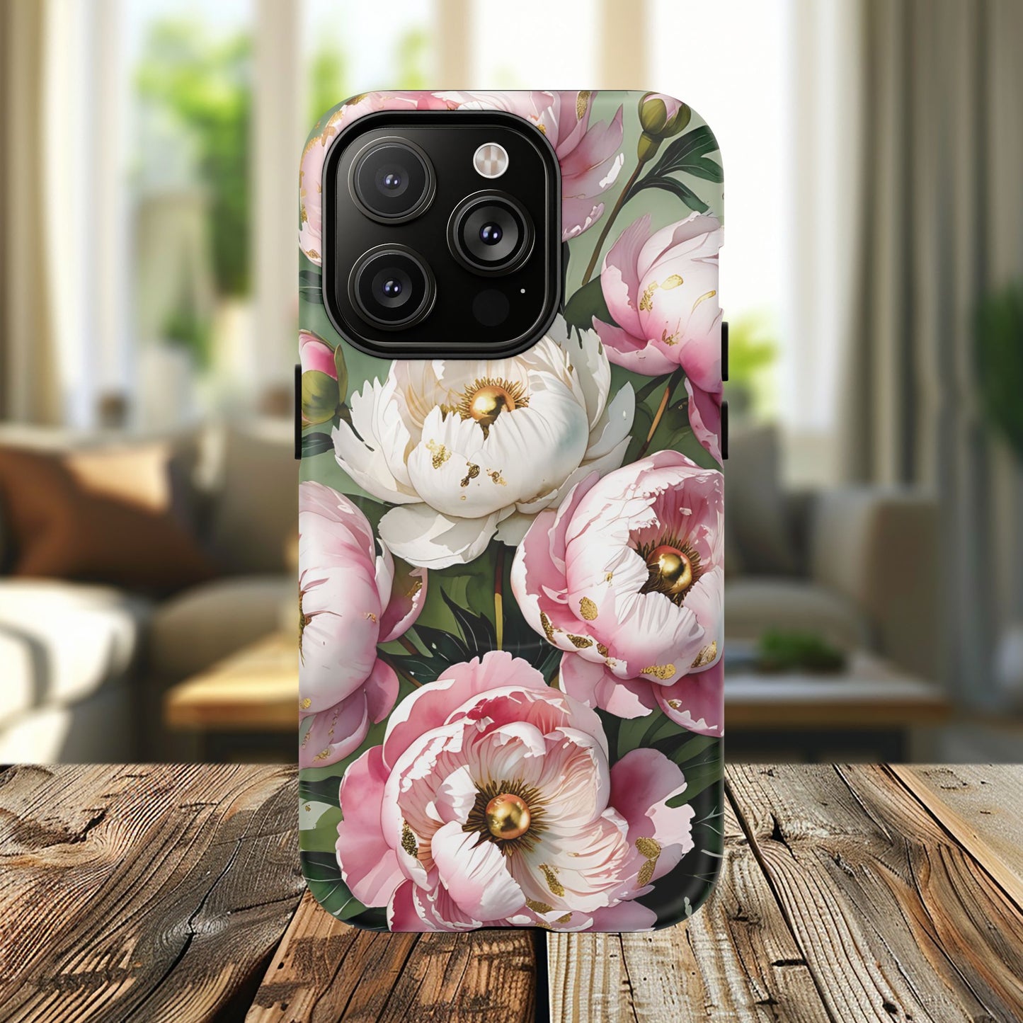 Floral Peonies Tough Magnetic Phone Cases, Durable Floral Phone Cover, Chic Flower Case, Stylish Phone Protector, Gift for Her