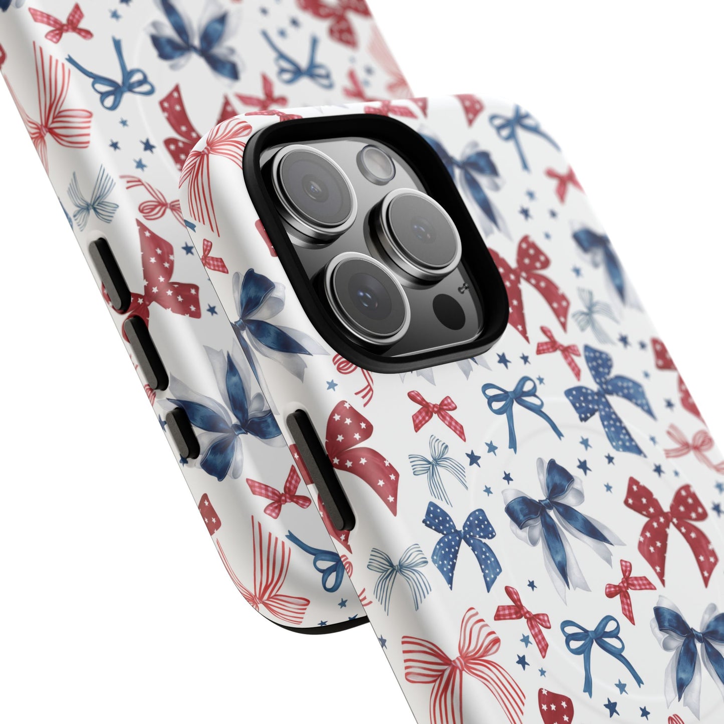 Patriotic Coquette Tough iPhone Magnetic Case, Stylish Gift for Her, Summer Celebrations, Cute Bow Design