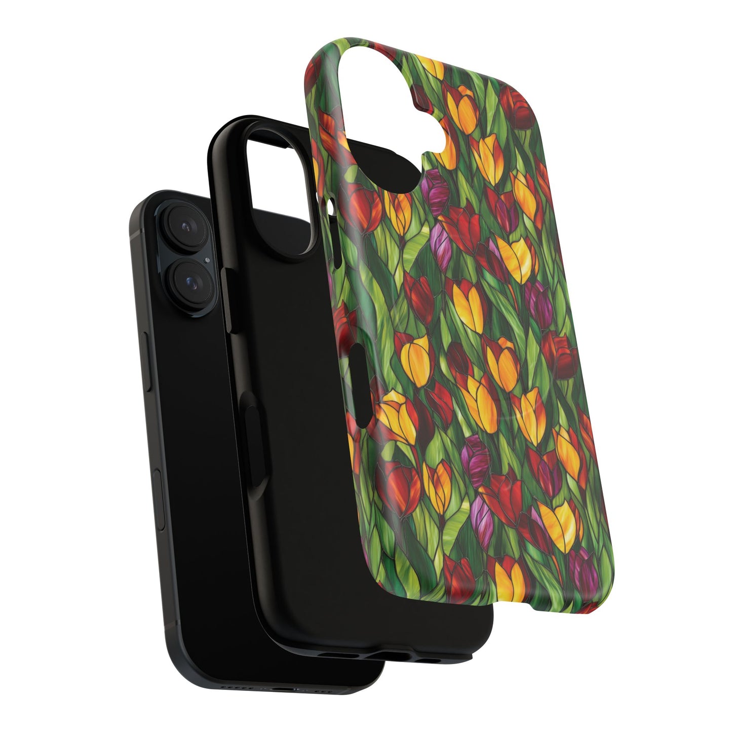 Floral Luminous Whirl Tough Magnetic iPhone Case, Stylish Protection for Everyday Life, Gift for Flower Lovers, Unique iPhone Accessory, Stained Glass iPhone Protection.