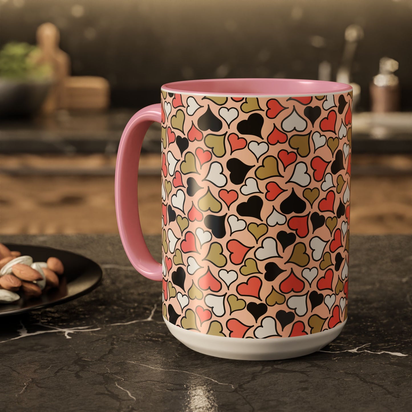 Heart Patterned Coffee Mug - Colorful Love Design, Perfect for Gifts & Celebrations
