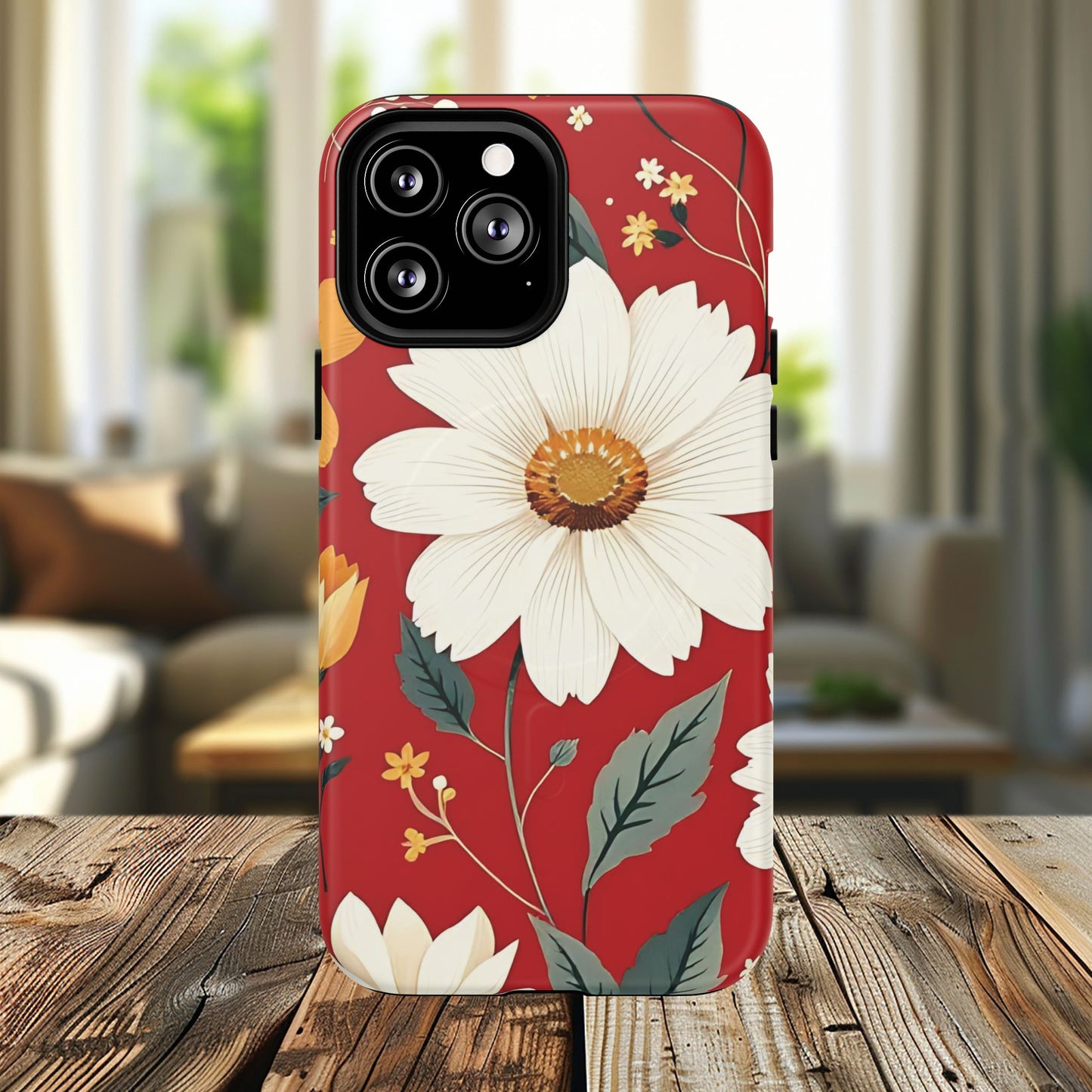 Floral Fusion Tough Magnetic Phone Case | Flower Design, Durable Protective Cover, Gift for Her, Spring Style, Unique Phone Accessory.