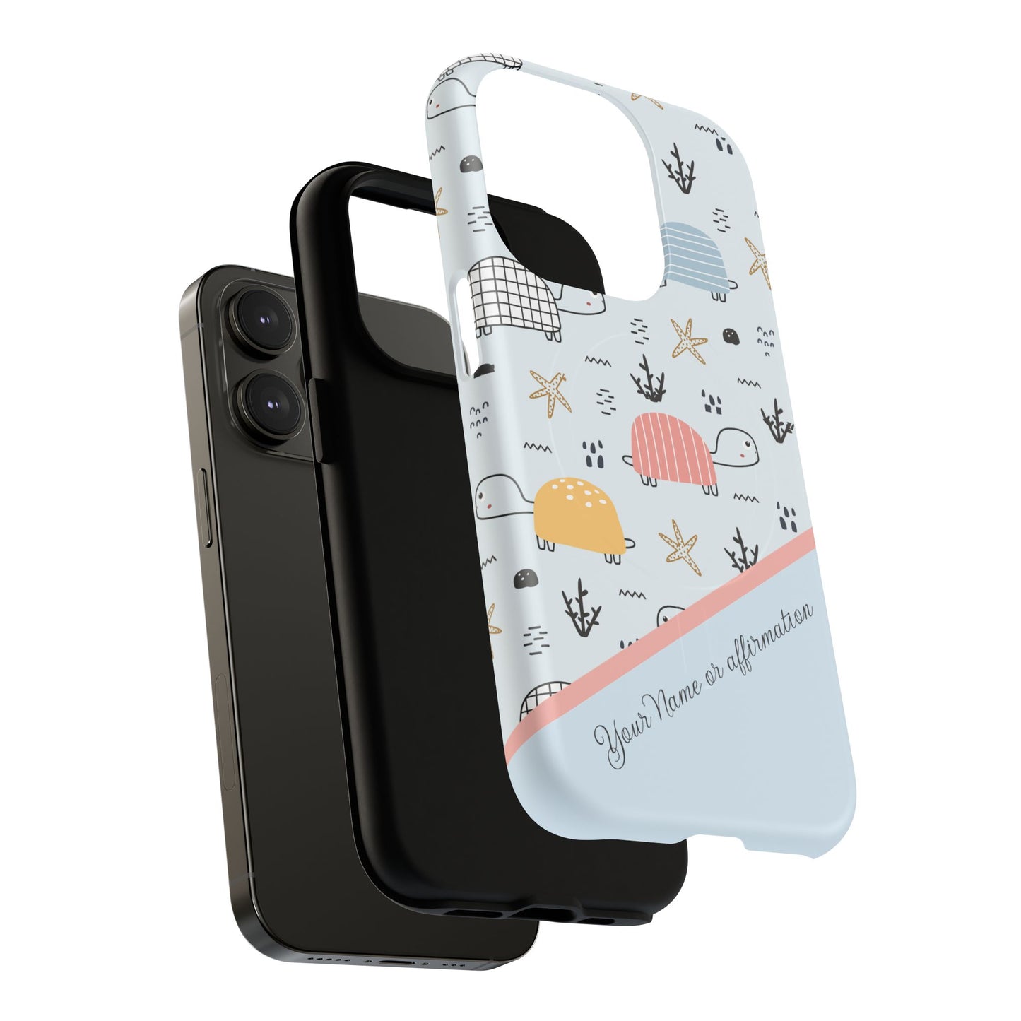 Personalized Cute Turtle Tough Magnetic MagSafe® Cell Cover, Ocean Theme Case, Sea Life Gift for Beach Lovers, iPhone® 13, 14, iPhone 15, iPhone 16, iPhone 17, Pro, Pro Max, Plus Cases.
