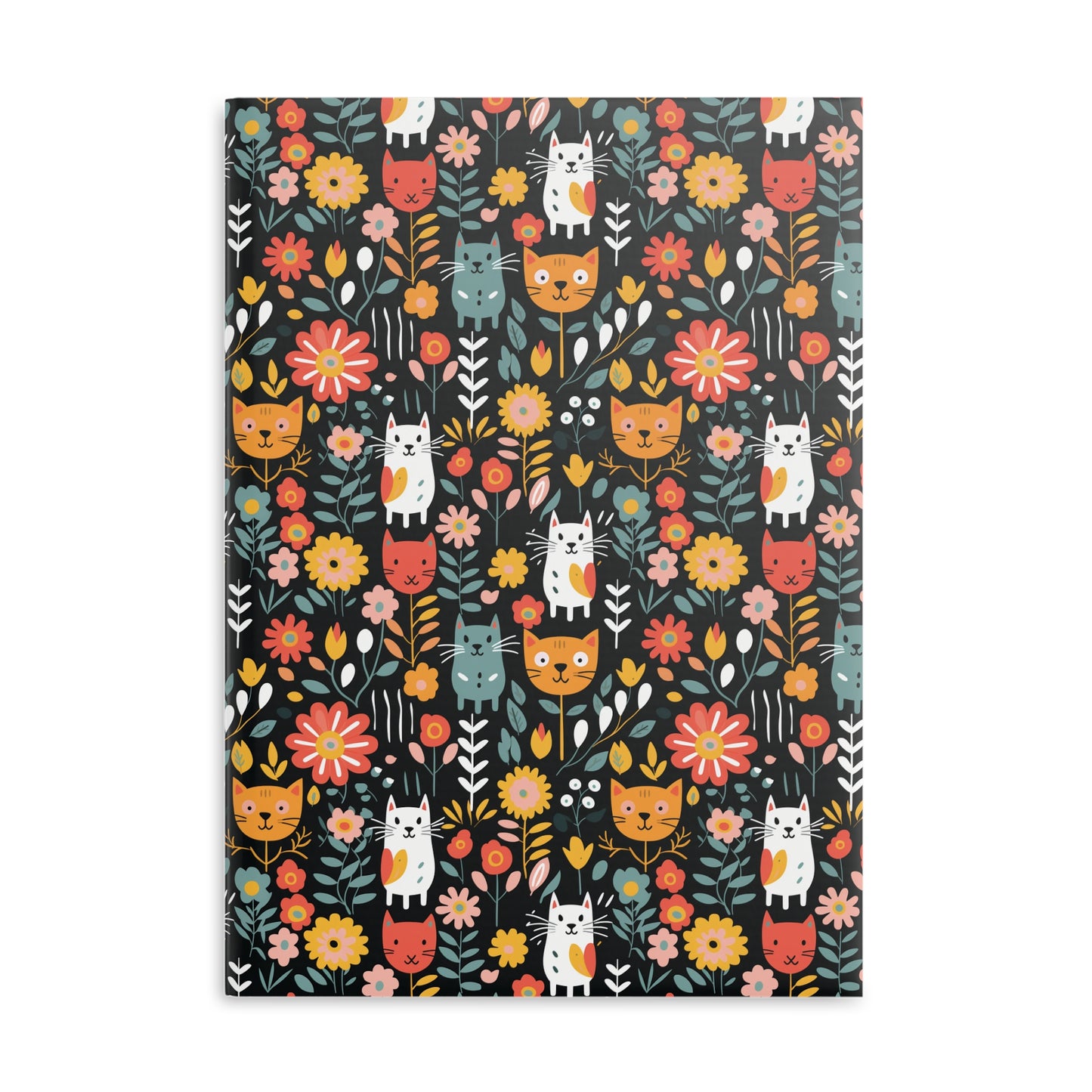 Whimsical Feline Garden Hardcover Notebook with Puffy Covers