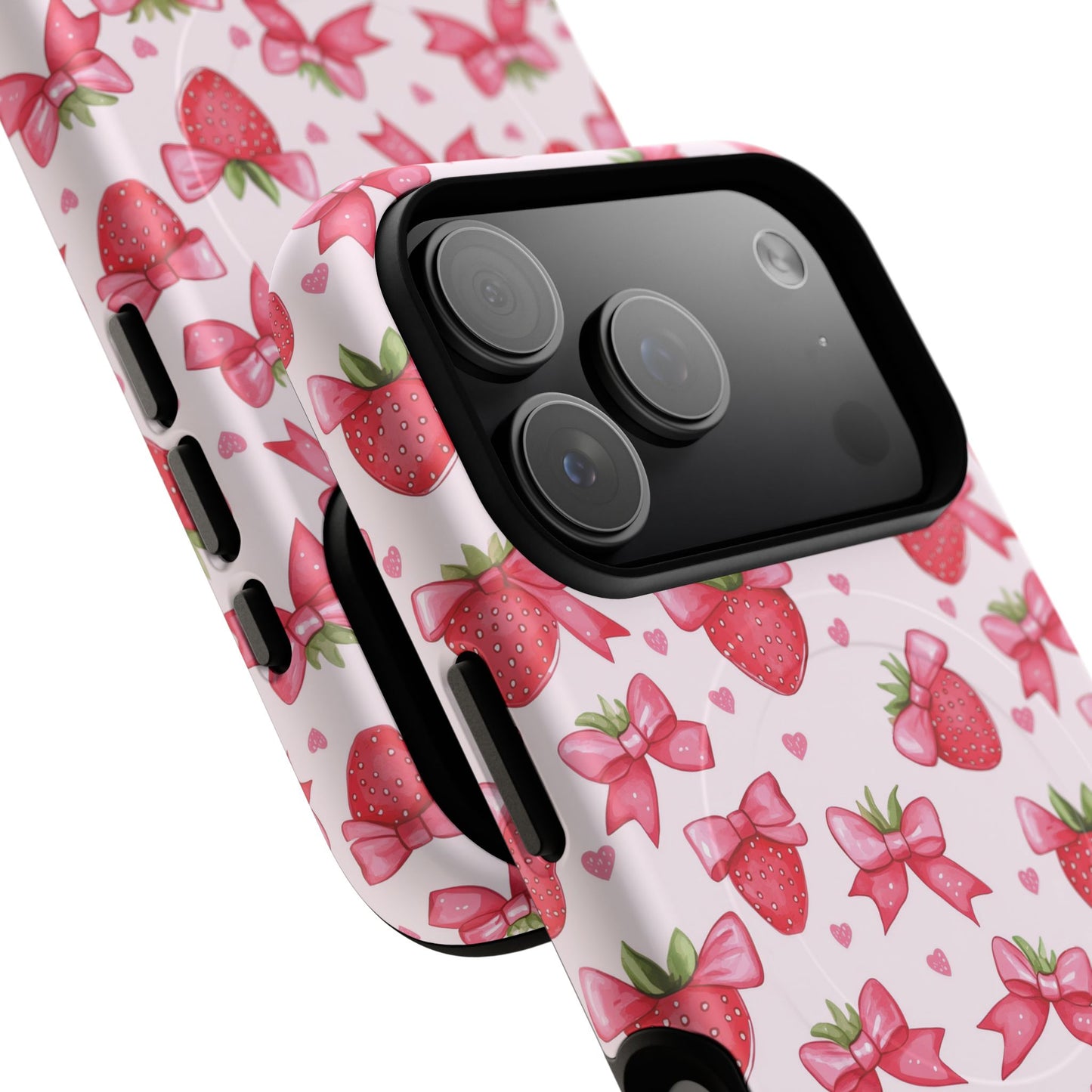 Strawberry Coquette Sweetheart Magnetic iPhone Case, Cute iPhone Cover, Gift for Her, Floral Tech Accessory, Stylish Protection, Mother's Day Gift