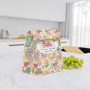 Custom Doodle Daydream Composition Book Inspired Stylish Polyester Lunch Box for Kids - Perfect for School, Picnics, or Snacks | Personalized ABC Design, Back to School, Family [...]