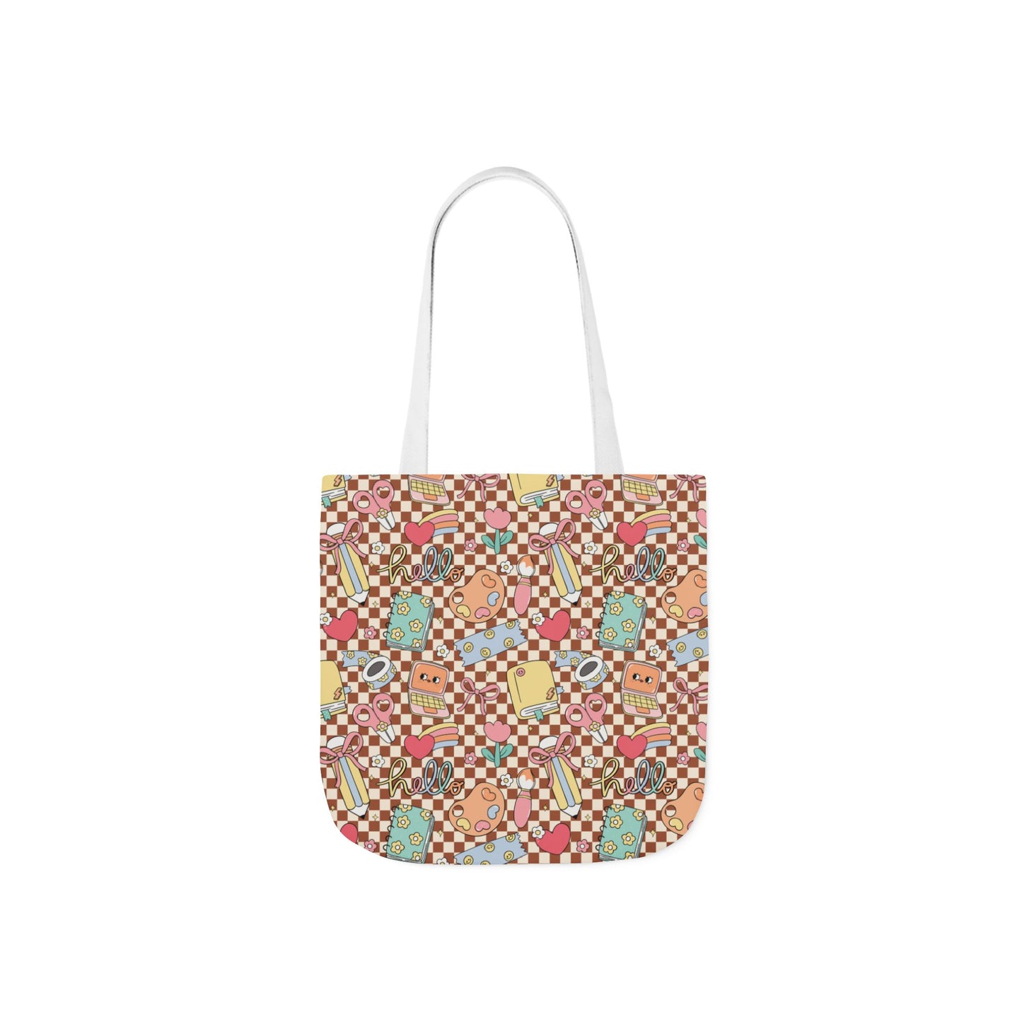 Personalized Brown Doodle Daydream Composition Book Inspired Canvas Tote Bag with Colorful Straps, Cute School Bag, Eco-Friendly Tote, Back to School Shopping Bag, Teacher Gift Idea