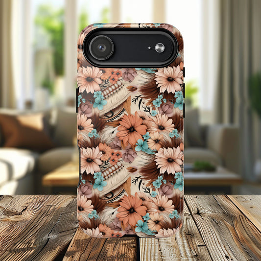 Spirit in Bloom Tough iPhone Magnetic Cases, Cute iPhone Accessories, Flower Design, Gifts for iPhone 14, 15, 16, 17, Pro Max, Boho Style, Western Style