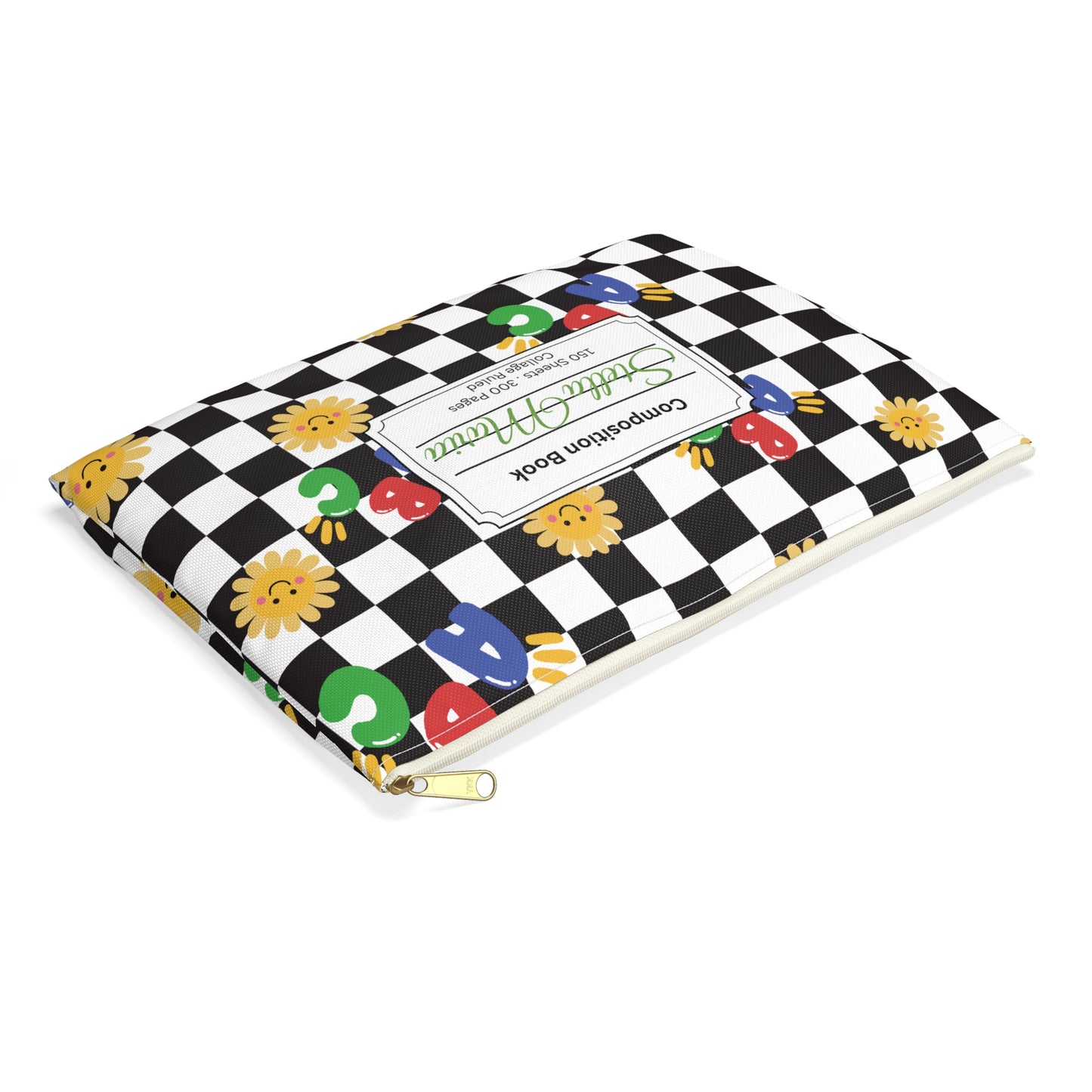 Personalized Schoolyard Chic Composition Book Inspired Accessory Pouch, Kids School Supplies, Classroom Organizer, Teacher Gift, Fun Stationery Case, Back to School