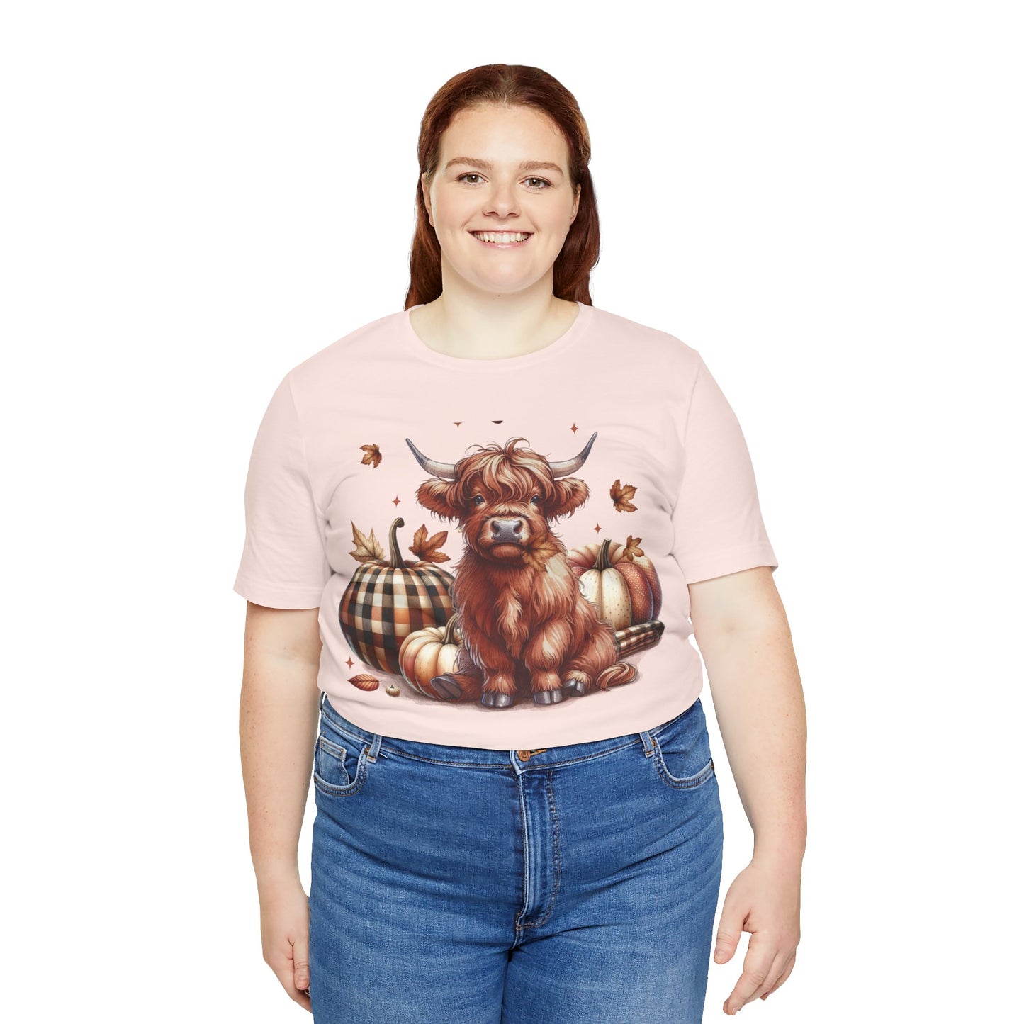 Autumn Highland Cow Charm Unisex Jersey Short Sleeve Tee