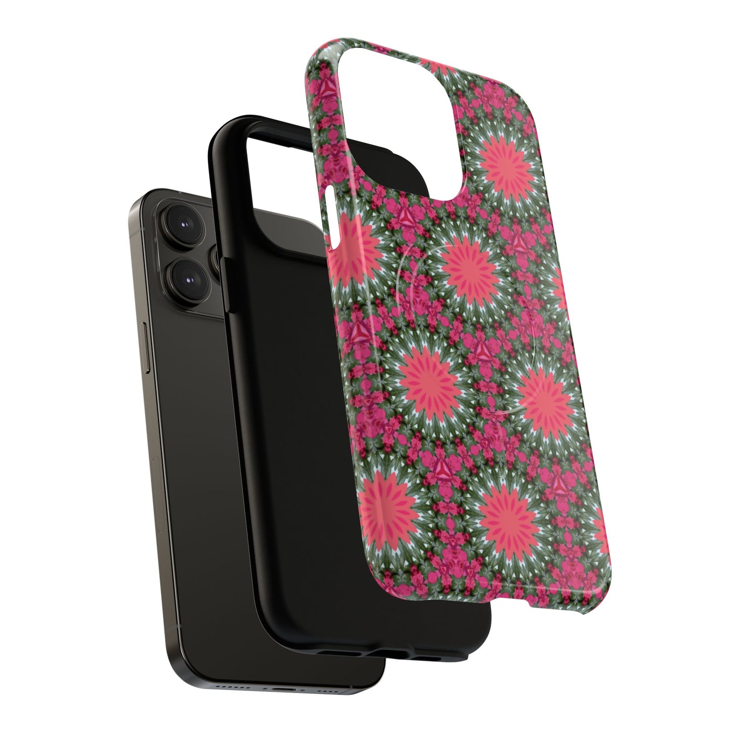 Floral KaleidoBloom iPhone Case, Tough Magnetic Cases, Floral iPhone Cover, Stylish Tech Accessory, Durable Design, Vibrant Gift Idea