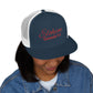 Red 'ELOHIM, GENESIS 1:1'  Embroidered 5 Panel Trucker Cap | Casual Style Hat, Adjustable, Unisex, Perfect Gift for Outdoors, Festivals, Daily Wear