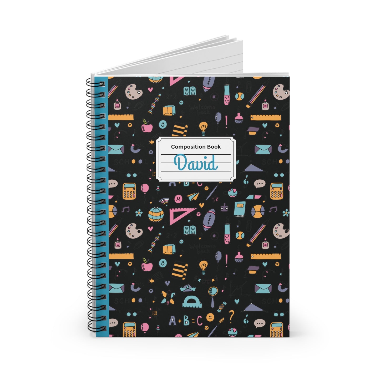 Personalized Chalkboard Chic Composition Book Inspired Playful Spiral Notebook - Perfect for School, Journaling, Kids, Teachers, Back to School Gifts