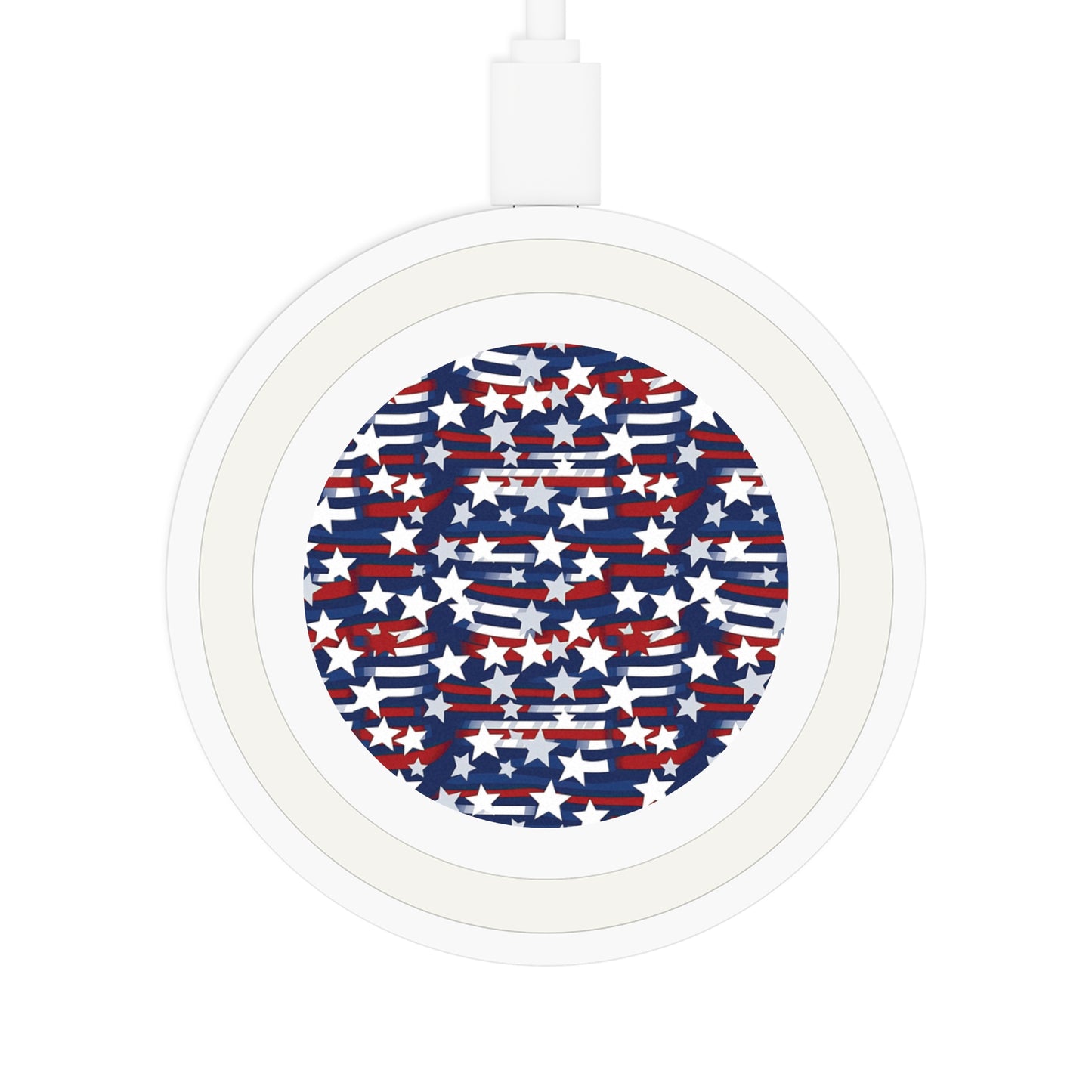 Patriotic Wave Wireless Charging Pad | USA Star Design.