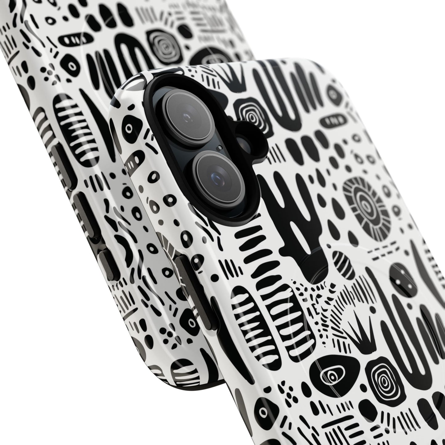 Abstract Monochrome Tough Magnetic iPhone Cases, Stylish Phone Cover, Durable Phone Protector, Modern Tech Accessories, Unique Gift Ideas