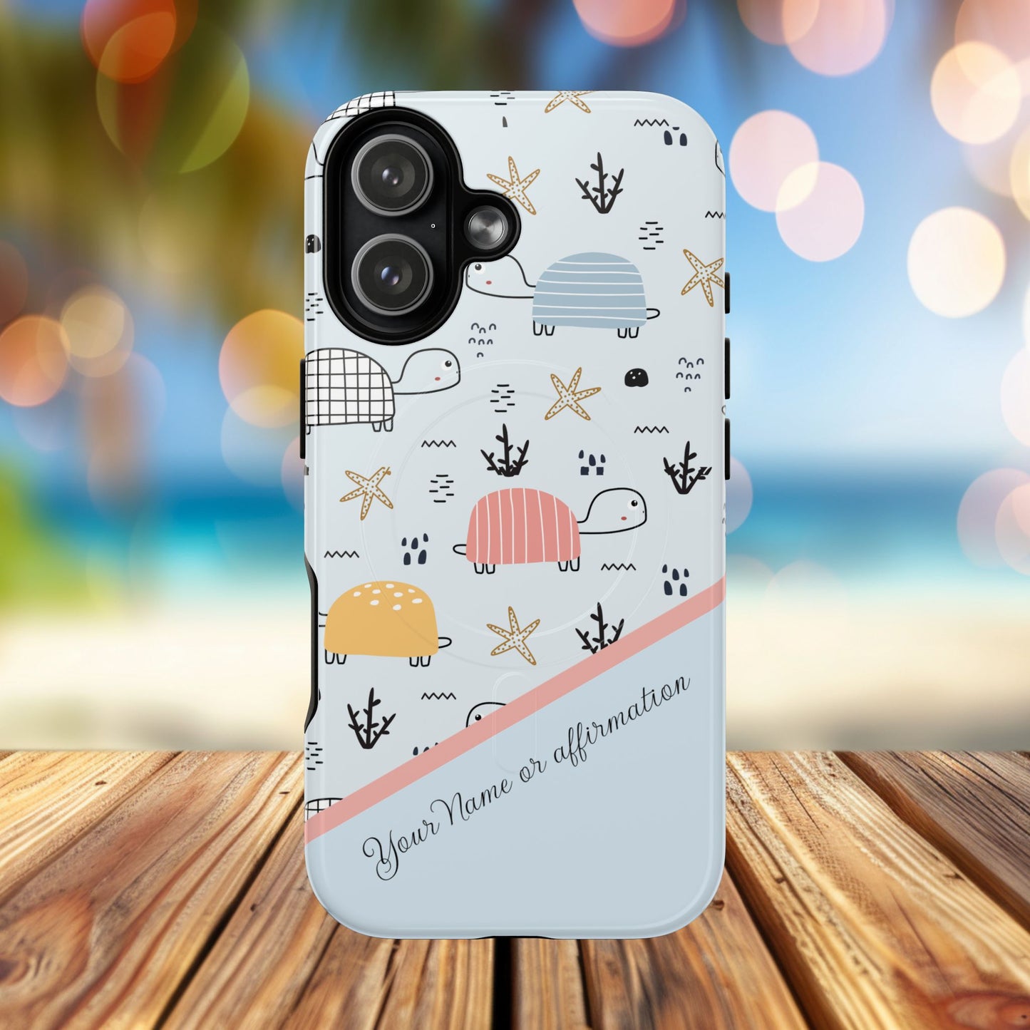 Personalized Cute Turtle Tough Magnetic MagSafe® Cell Cover, Ocean Theme Case, Sea Life Gift for Beach Lovers, iPhone® 13, 14, iPhone 15, iPhone 16, iPhone 17, Pro, Pro Max, Plus Cases.