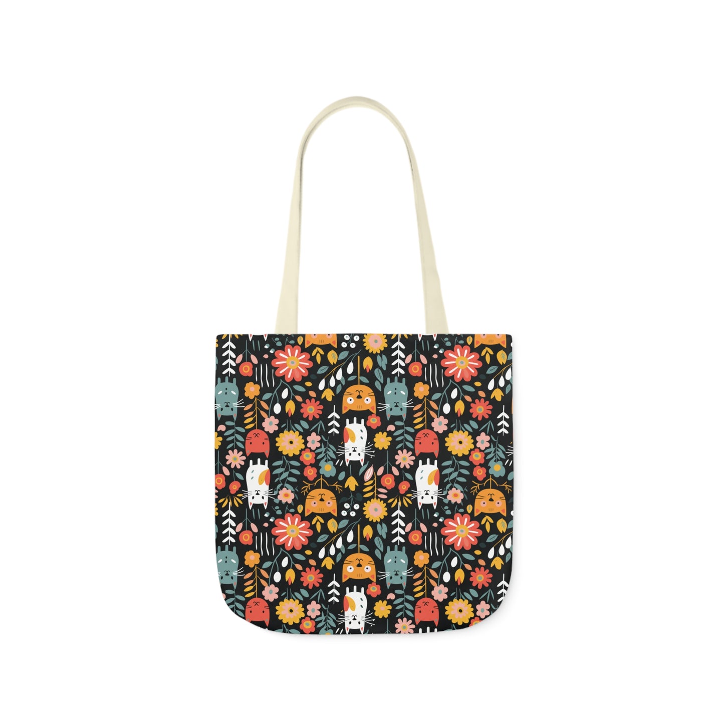 Whimsical Feline Garden Canvas Tote Bag