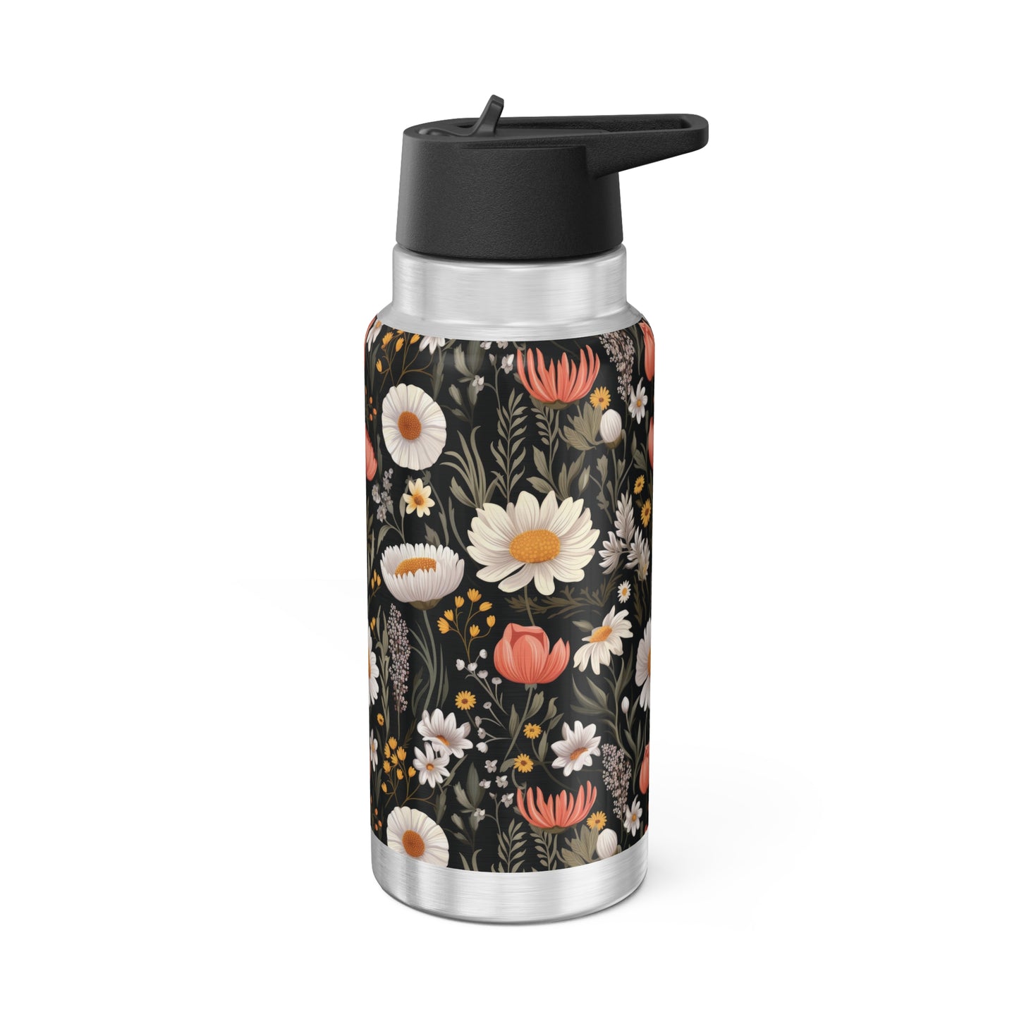 Blossom Elegance: Noir Garden Gator Tumbler, 32oz