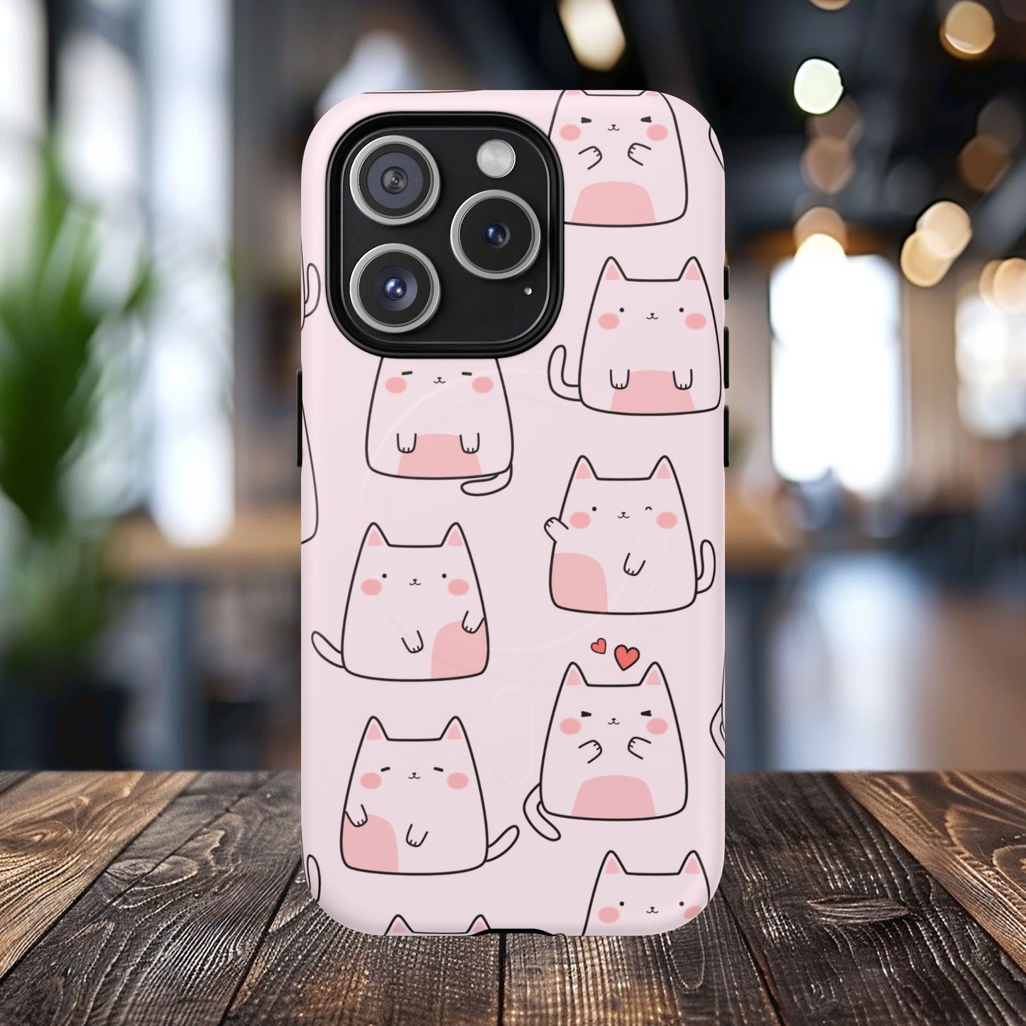 Cute Cat Magnetic iPhone Case, Tough iPhone Cover, Cat Lover Gift, Kawaii Style Case, Pet-Themed Gift