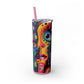 Psychedelic Visions Skinny Tumbler with Straw, 20oz