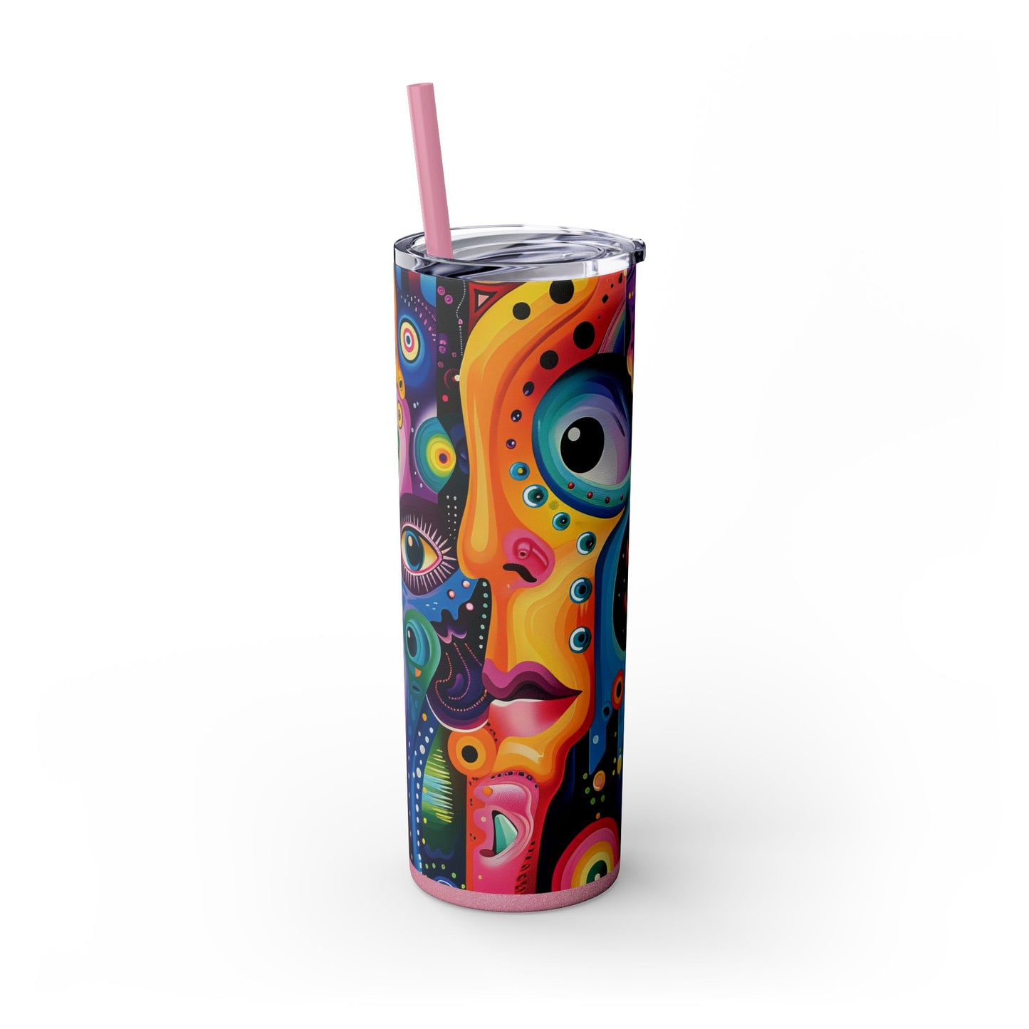 Psychedelic Visions Skinny Tumbler with Straw, 20oz