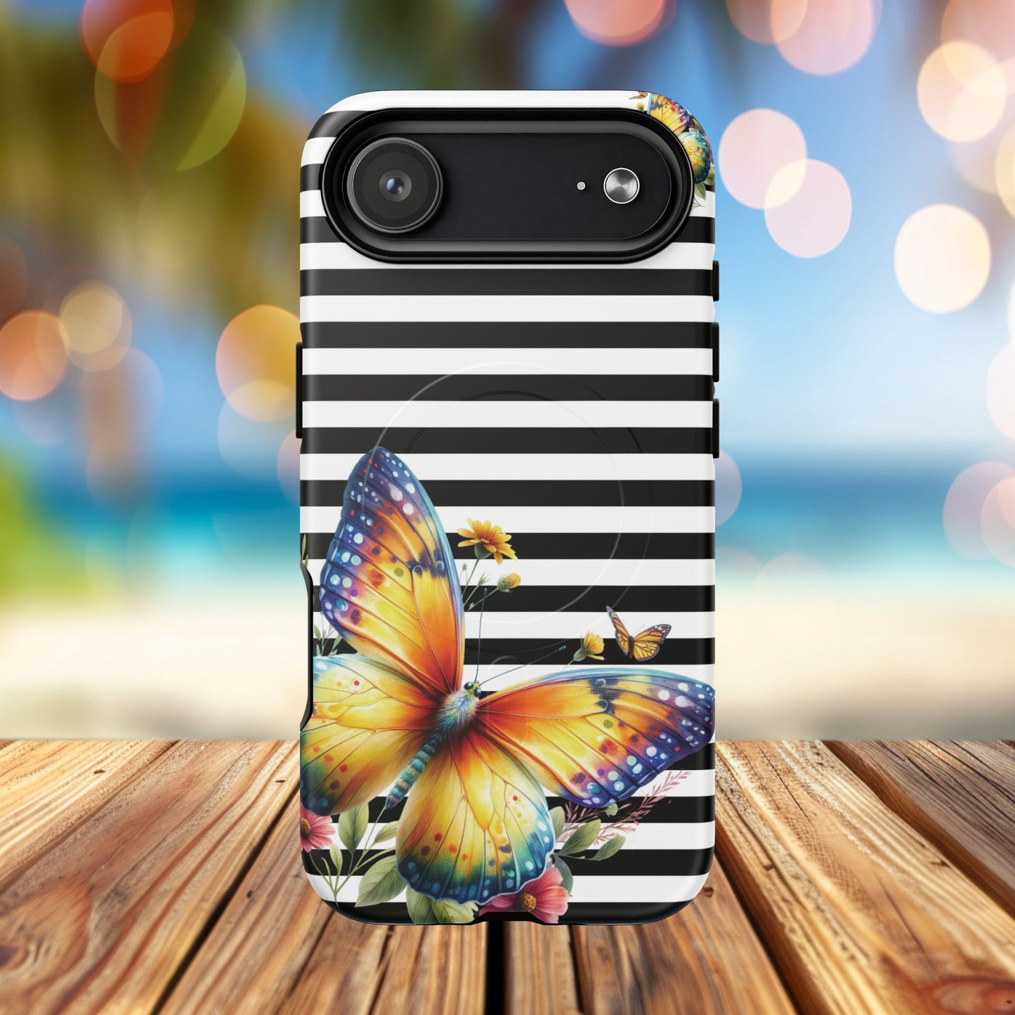 Botanic Flight Tough iPhone Magnetic Cases, Floral iPhone Cover, Stylish Tech Accessory, Gift for Nature Lovers, Butterfly Design, Unique Phone Protector