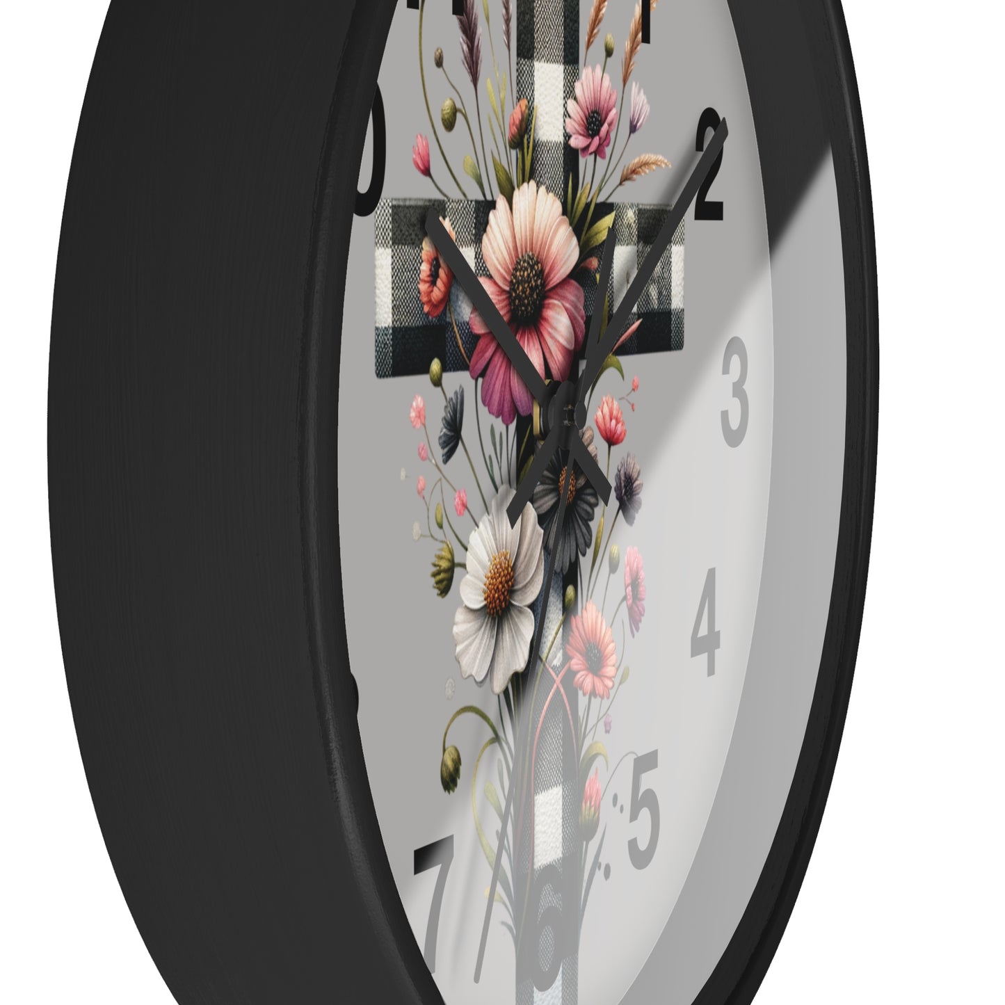 Floral Cross Wall Clock - Elegant Decor for Faith & Home