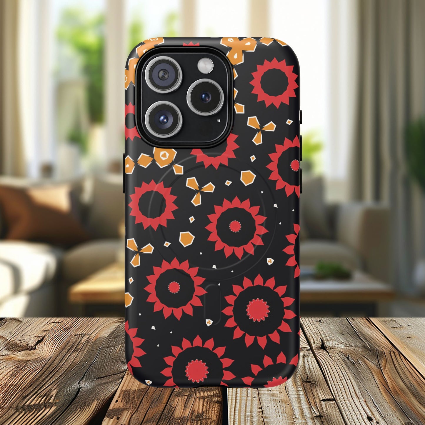Midnight Ember Bloom Tough Magnetic iPhone Case, Bohemian Floral Design, Stylish iPhone Protection, Gift for Her, Trendy iPhone Accessories